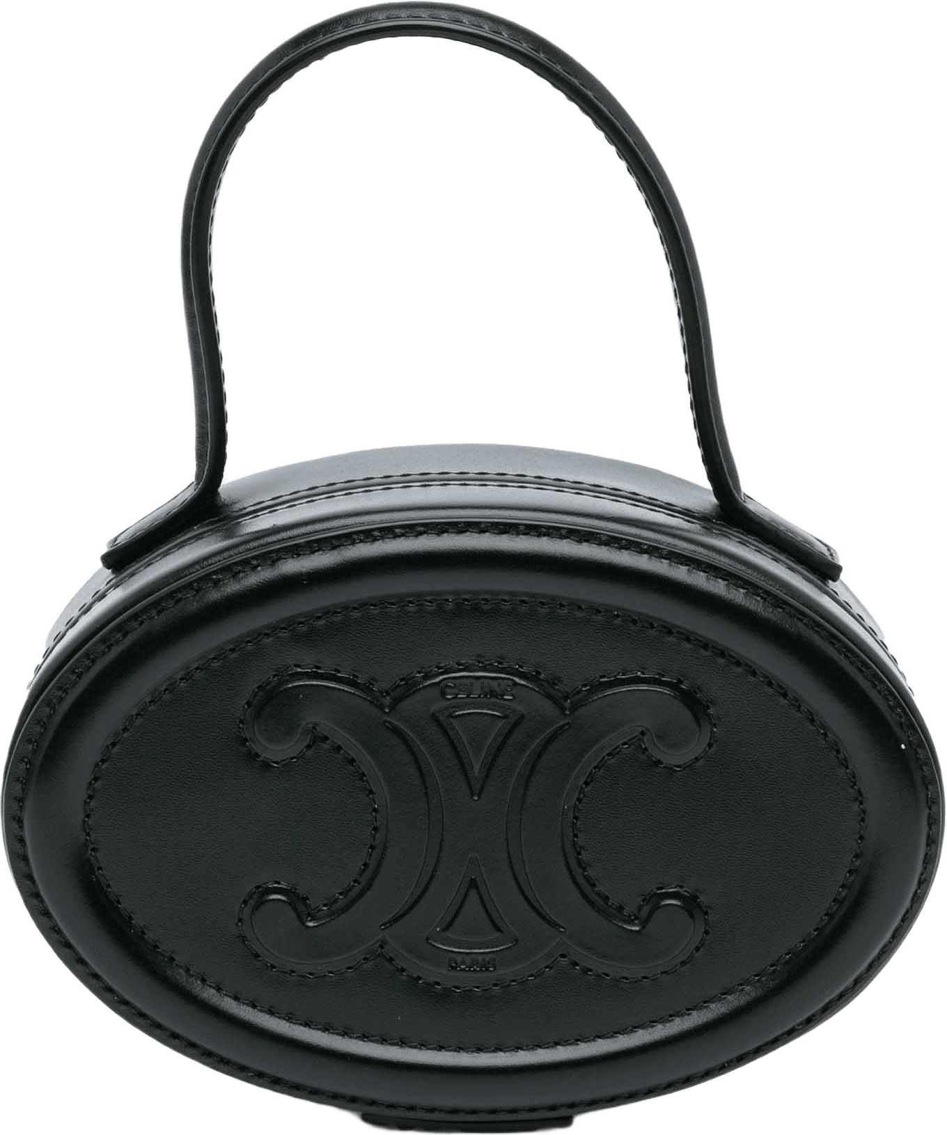 Celine Calfskin Cuir Triomphe Oval Handbag, från Luxclusif, i färgen black.