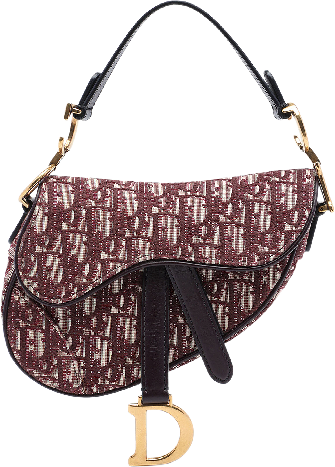 Dior Mini Oblique Canvas Saddle Bag, från Luxclusif, i färgen röd.