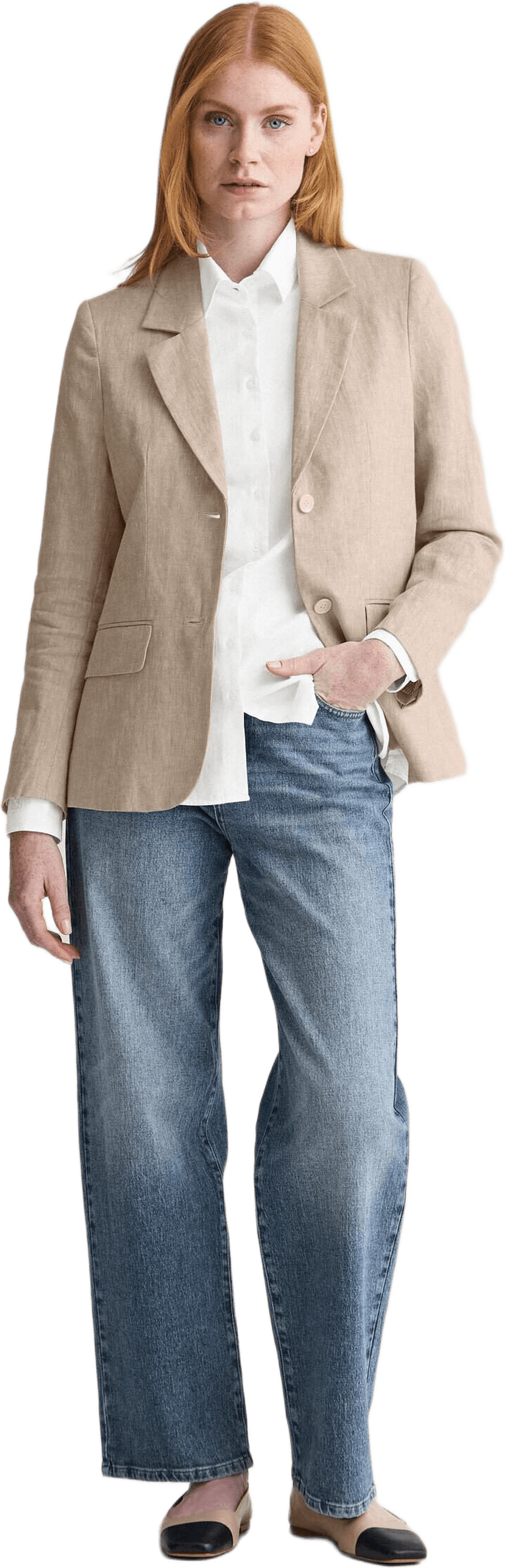 Gemma Linen Blazer, från Newhouse, i färgen mörkbeige.