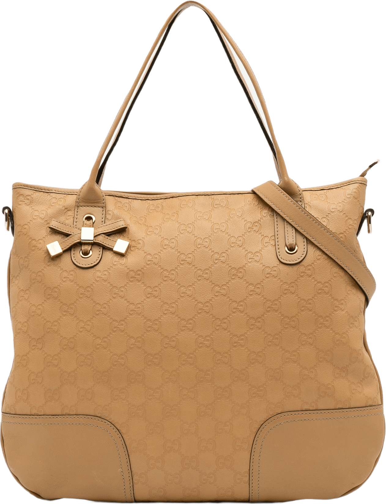 Gucci Guccissima Princy Satchel, från Luxclusif, i färgen light brown.