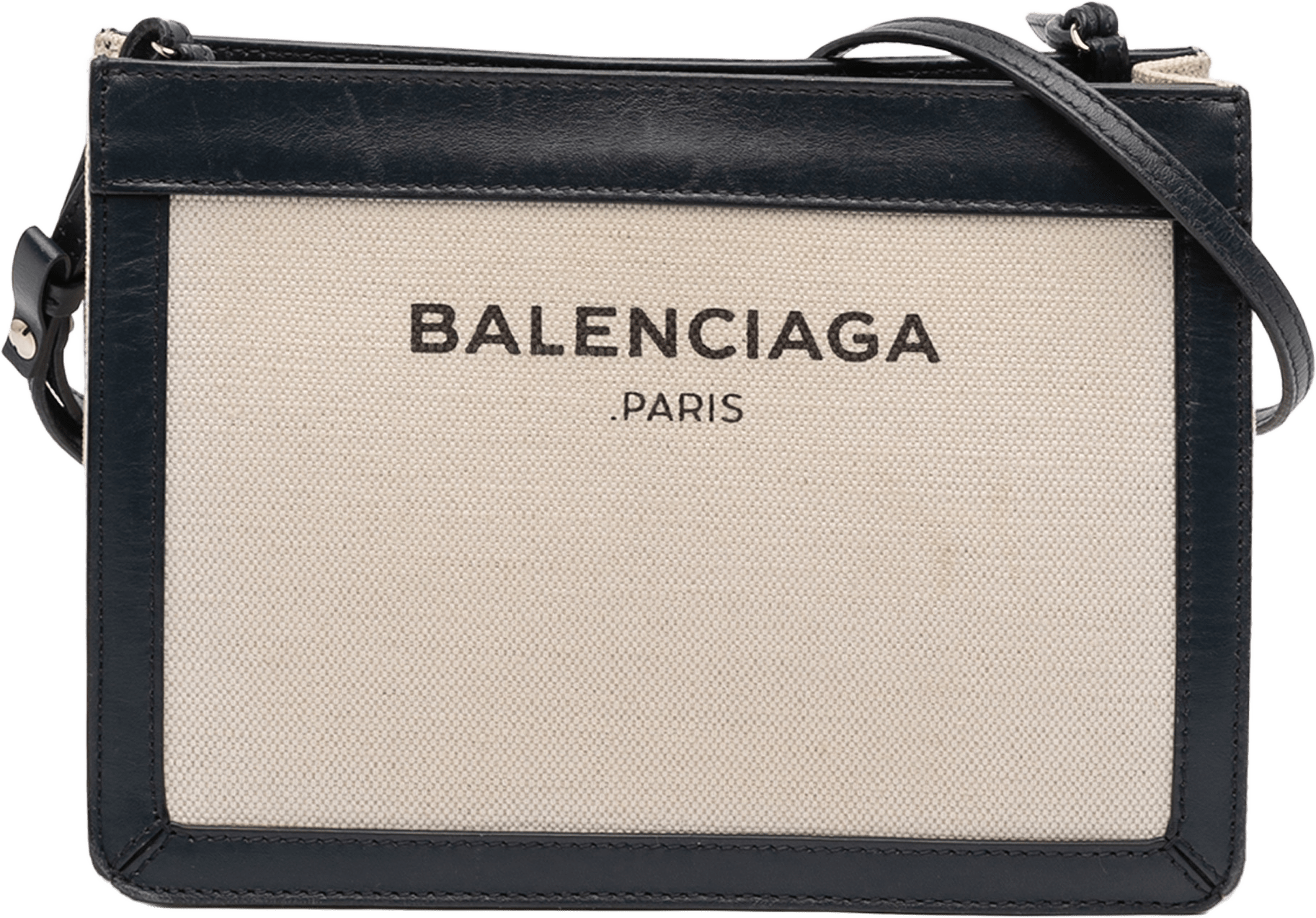 Balenciaga Canvas Navy Pochette Crossbody, från Luxclusif, i färgen light beige.
