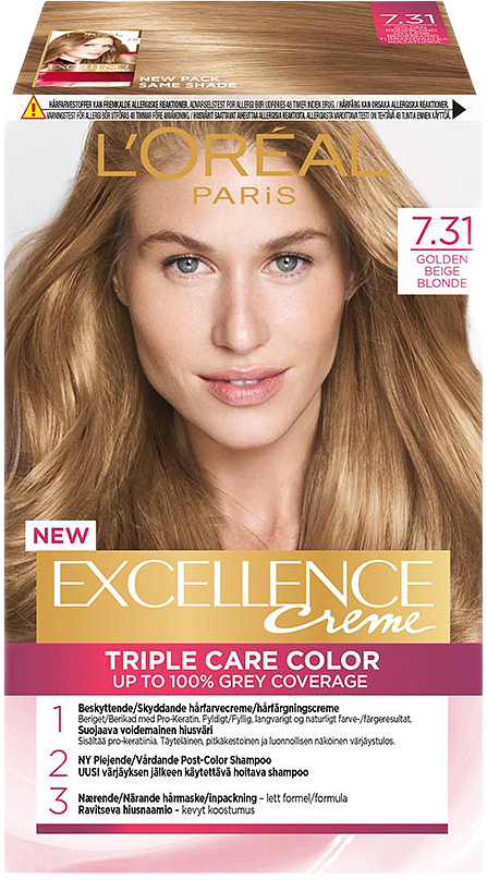 Excellence Créme, från L'Oréal Paris, i färgen 7.31 Golden Beige Blonde.
