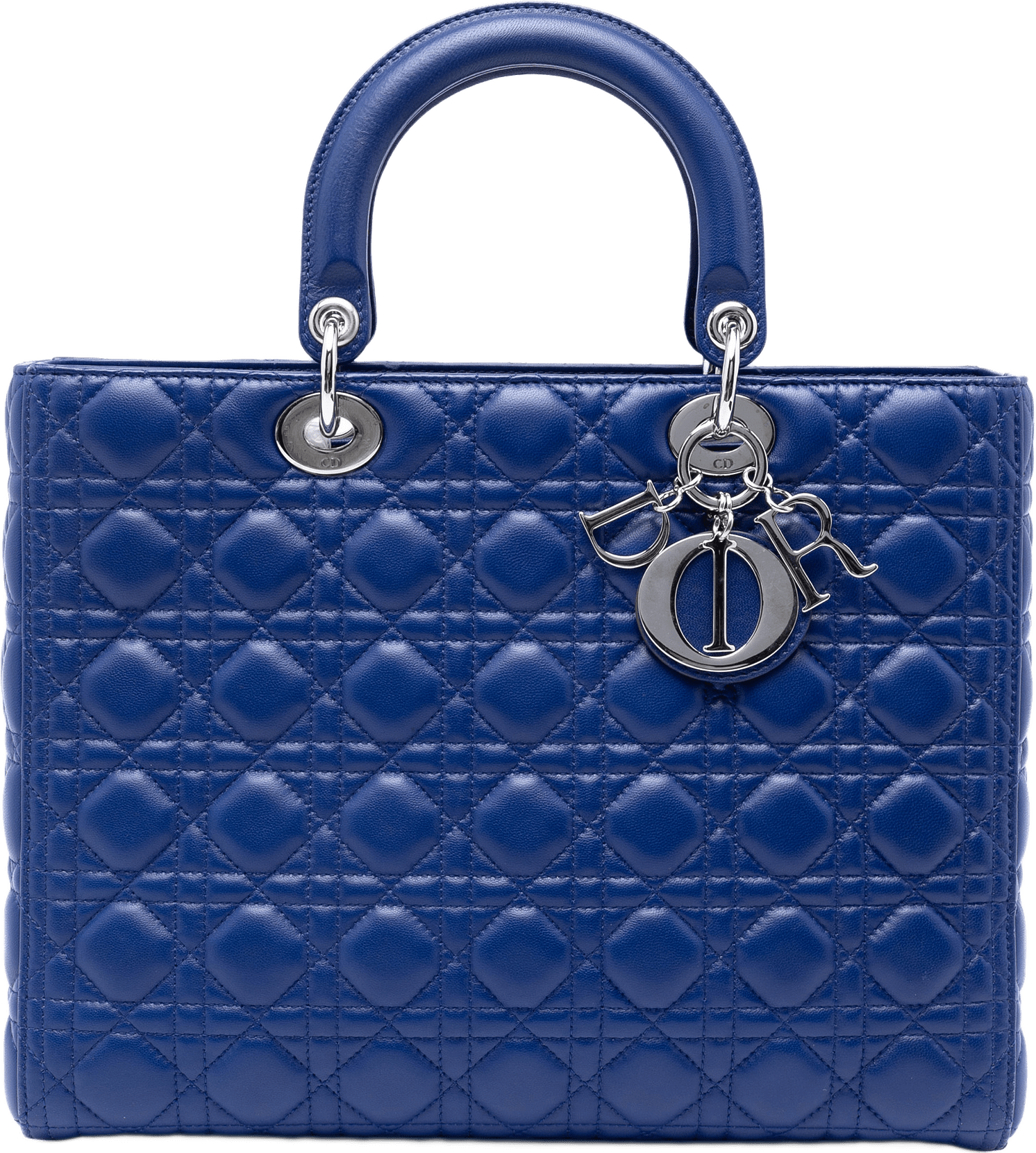 Dior Large Lambskin Cannage Lady Dior, från Luxclusif, i färgen blue.