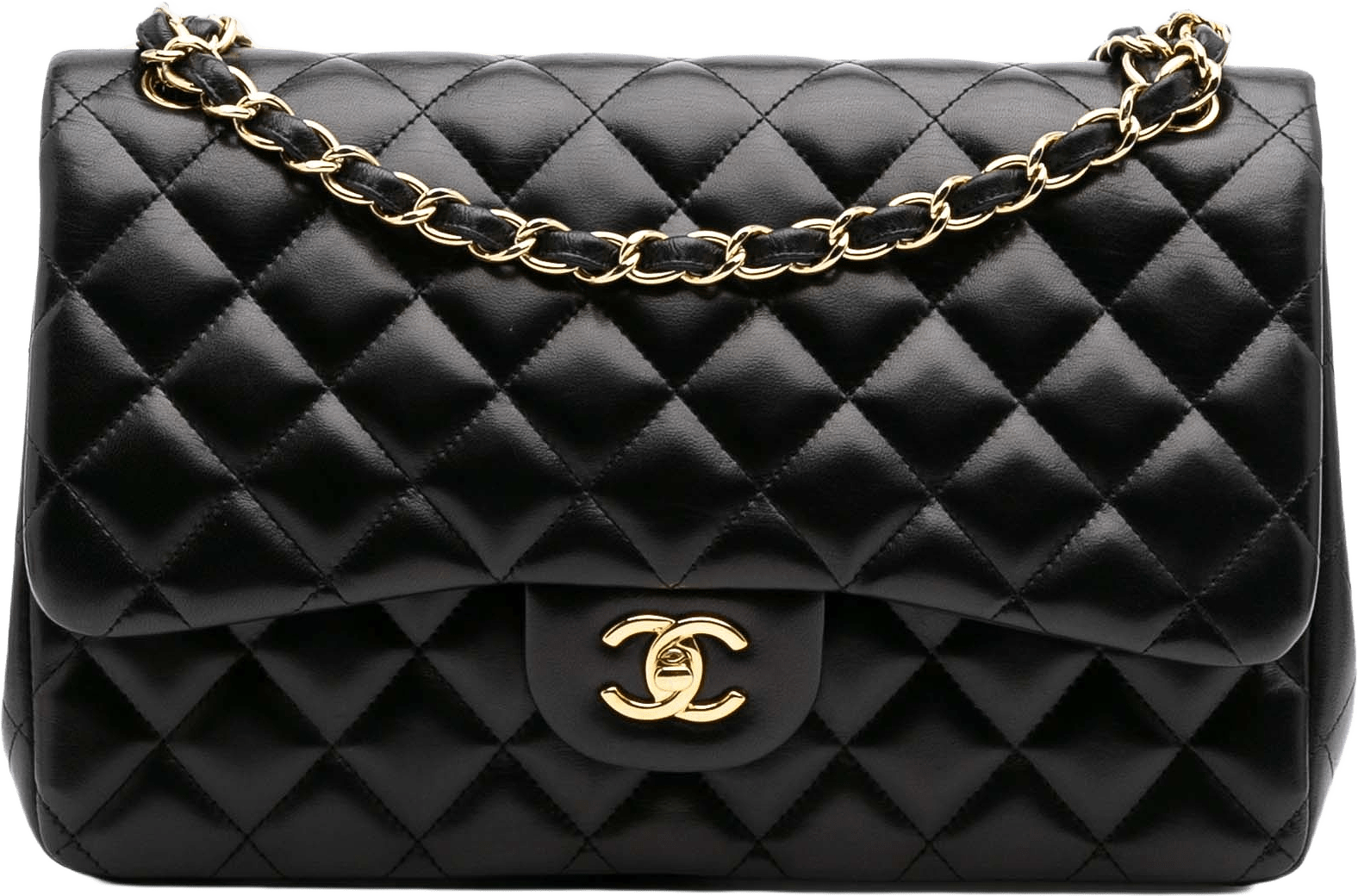Chanel Jumbo Classic Lambskin Double Flap, från Luxclusif, i färgen black.