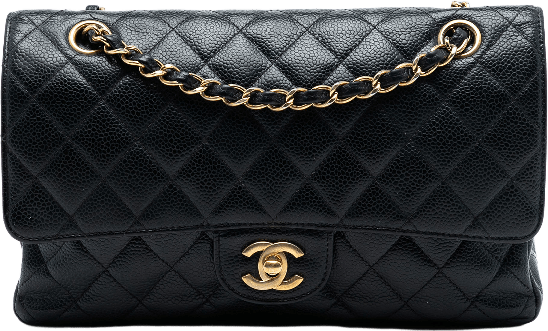 Chanel Medium Classic Caviar Double Flap, från Luxclusif, i färgen black.