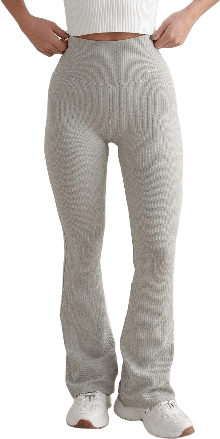 Ribbed Seamless Flare Petite Tights, från aim'n, i färgen grey melange.