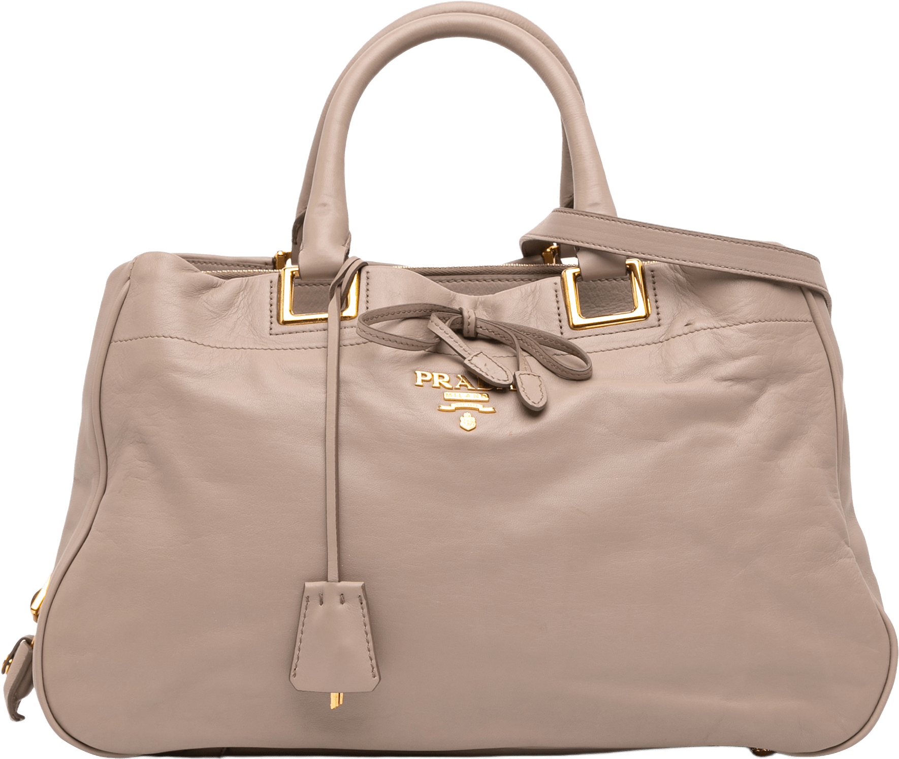 Prada Vitello Bow Satchel, från Luxclusif, i färgen beige.