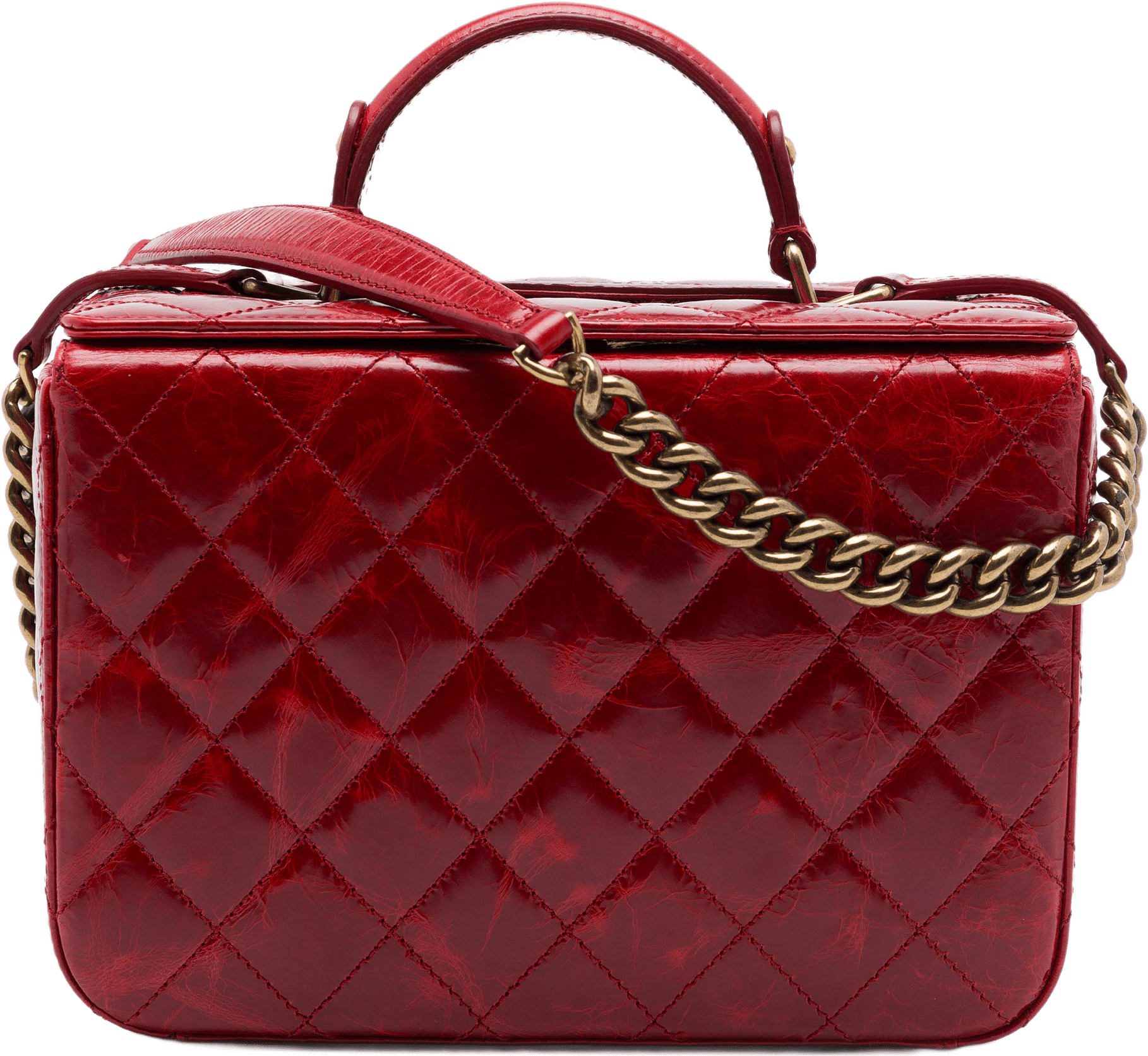 Chanel Cc Quilted Glazed Calfskin Vanity Case, från Luxclusif, i färgen röd.