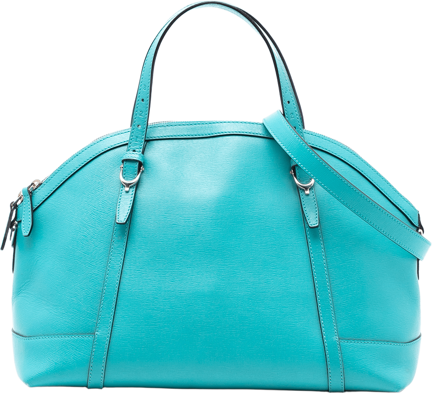 Gucci Large Leather Nice Dome Satchel, från Luxclusif, i färgen turquoise.