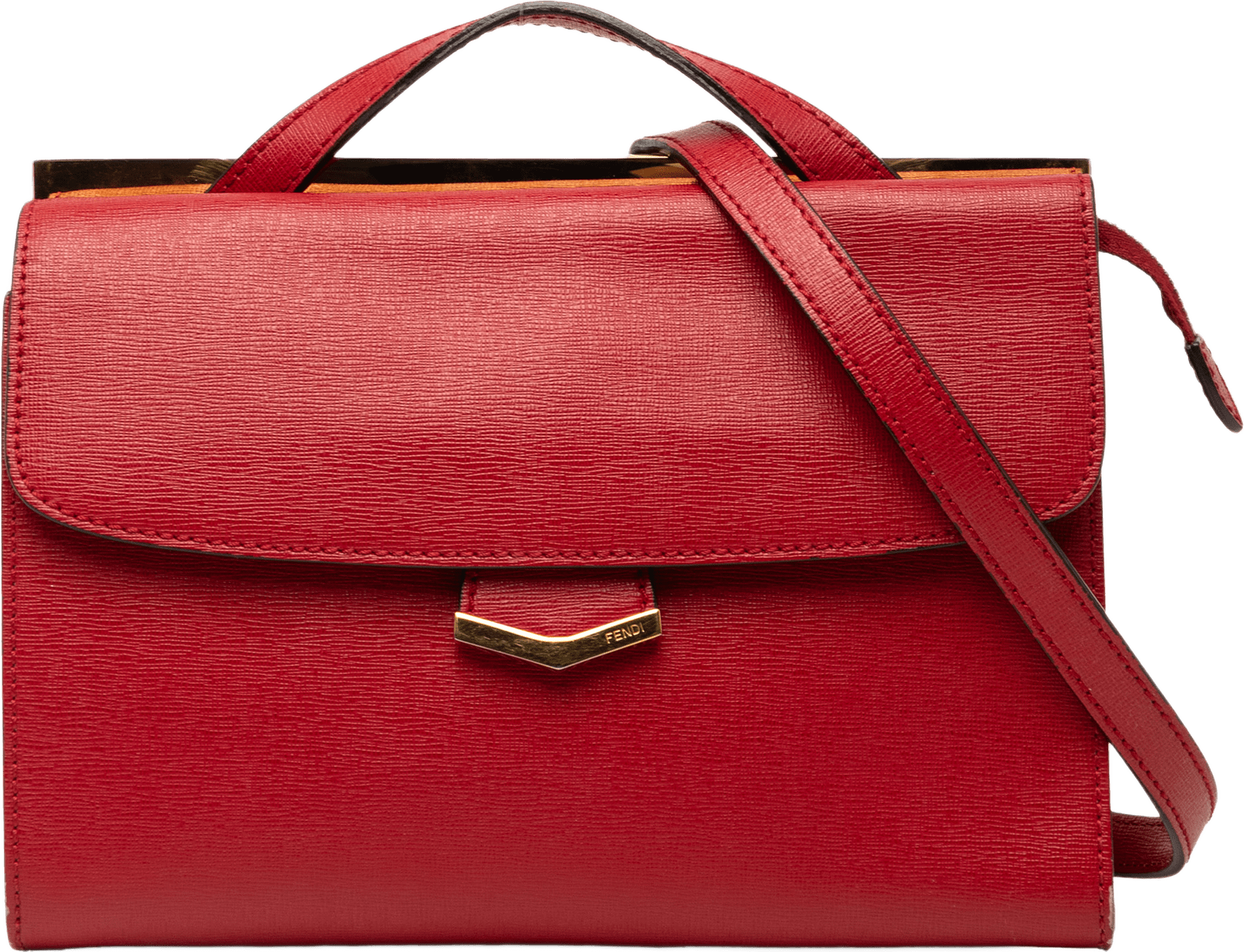 Fendi Small Leather Demi Jour Top Handle Bag, från Luxclusif, i färgen red.