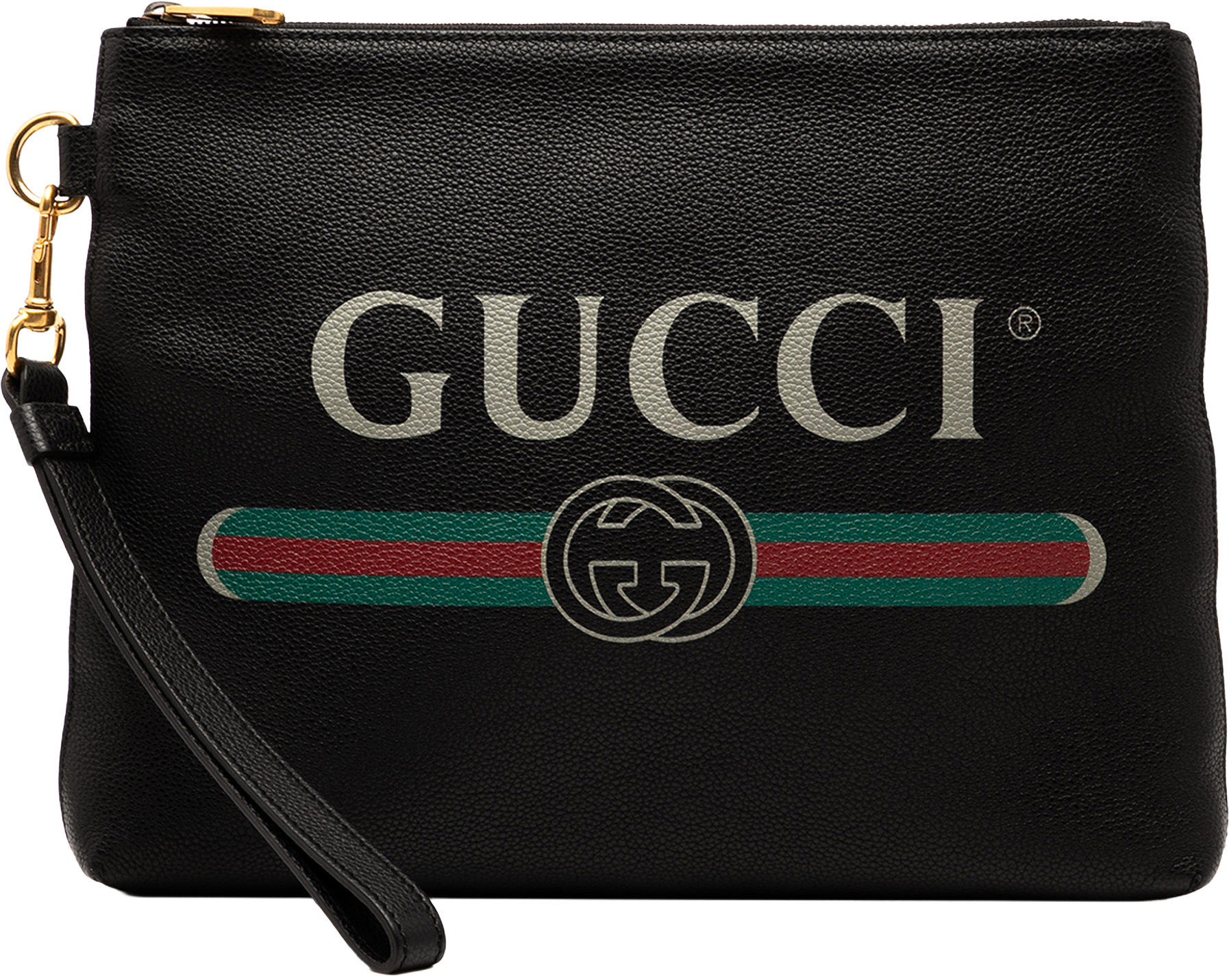 Gucci Leather Logo Clutch, från Luxclusif, i färgen black.