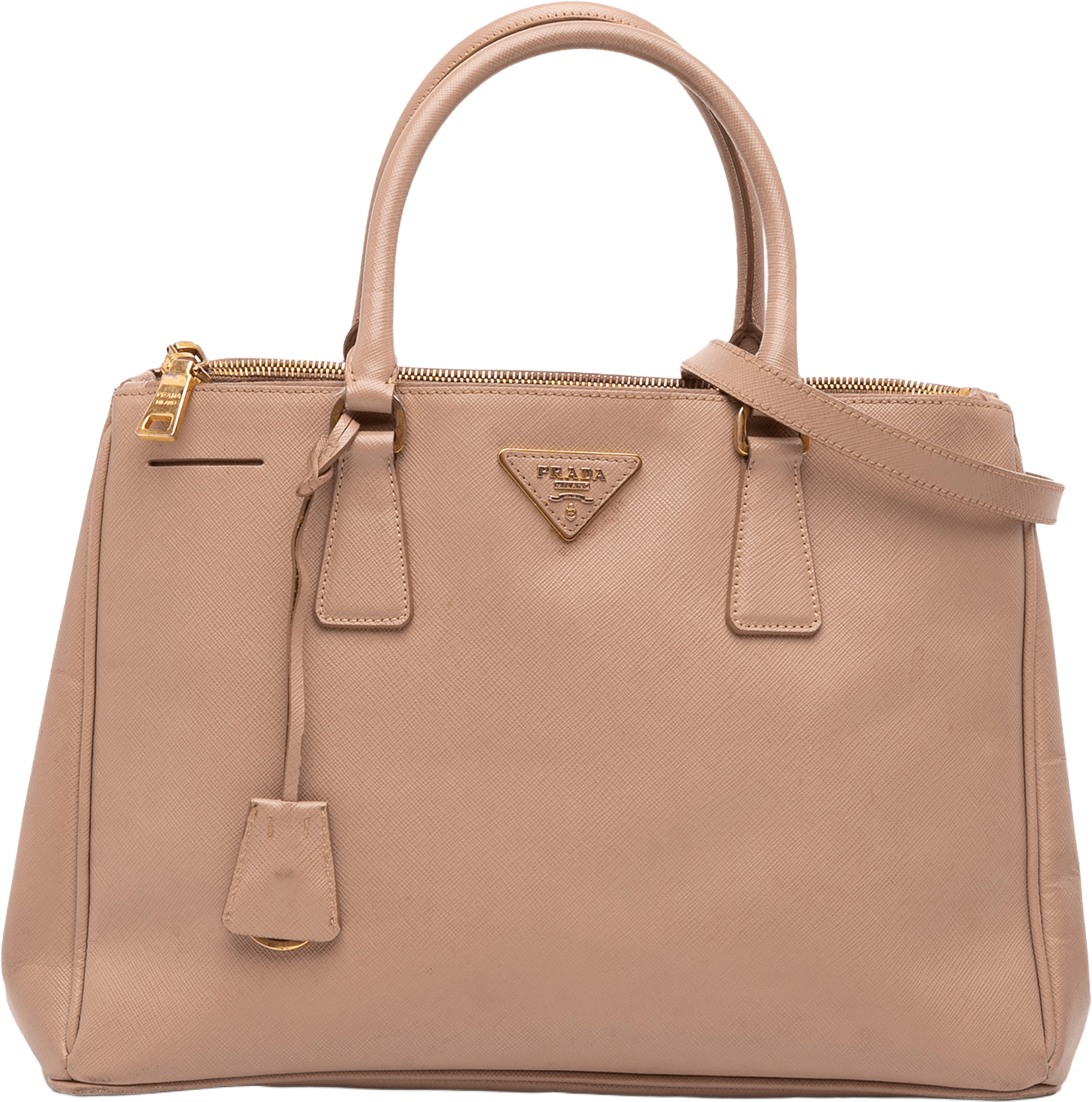 Prada Medium Saffiano Lux Galleria Double Zip Tote, från Luxclusif, i färgen light pink.