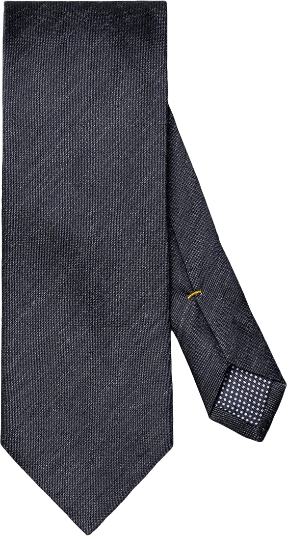 Enfärgad Vävd Linne- Och Sidenslips, från Eton, i färgen navy blue.