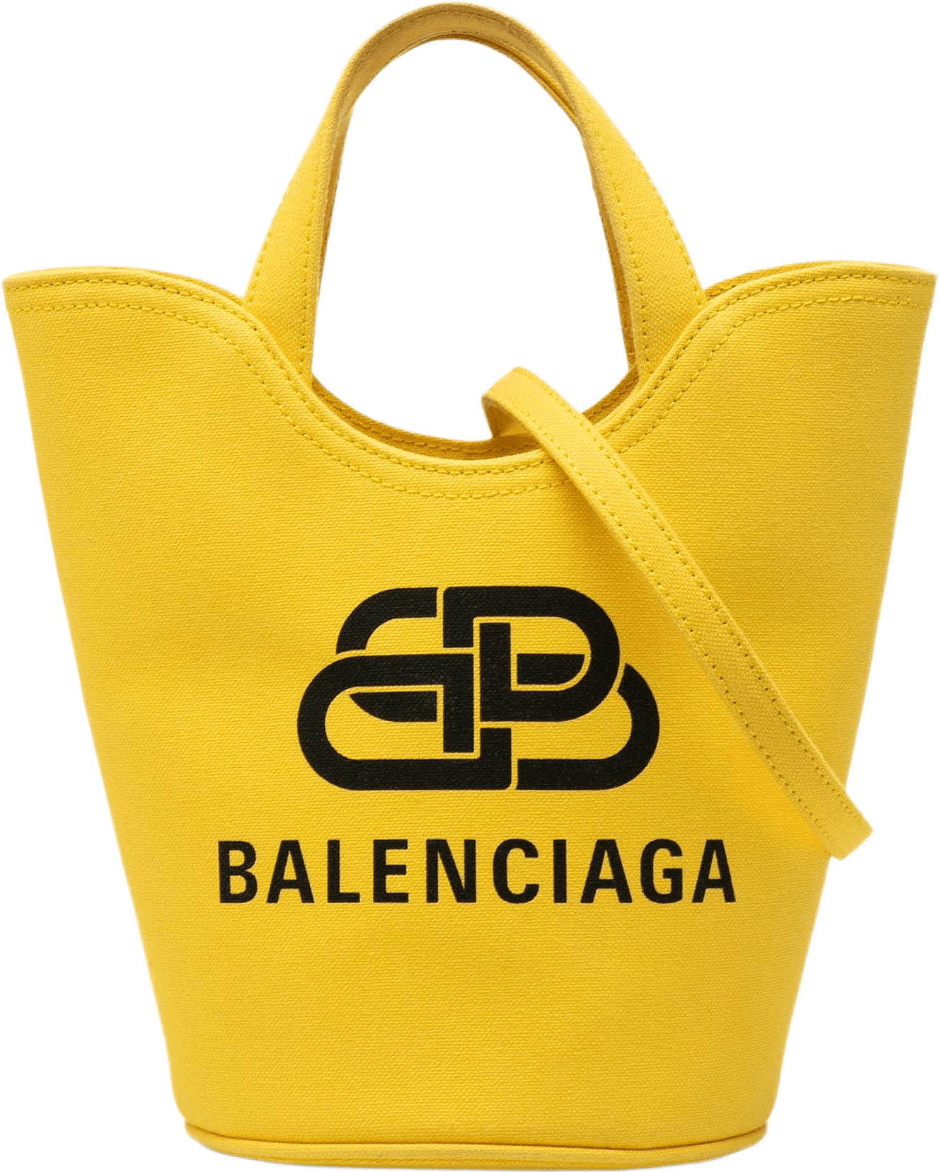 Balenciaga Canvas Wave Bucket Bag Xs, från Luxclusif, i färgen yellow.