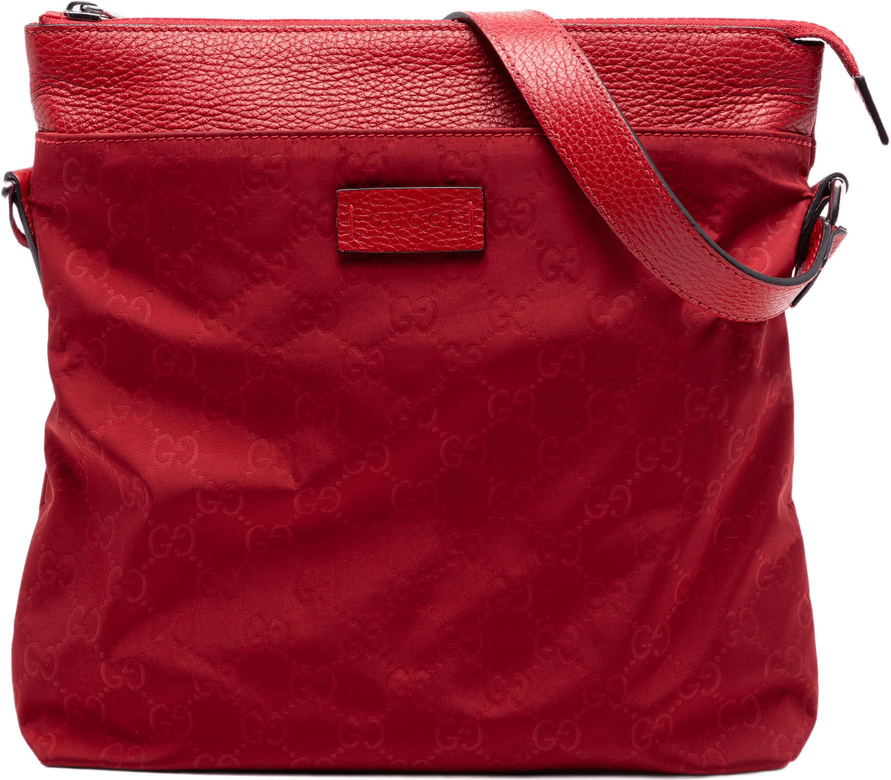 Gucci Gg Nylon Flat Messenger Bag, från Luxclusif, i färgen red.