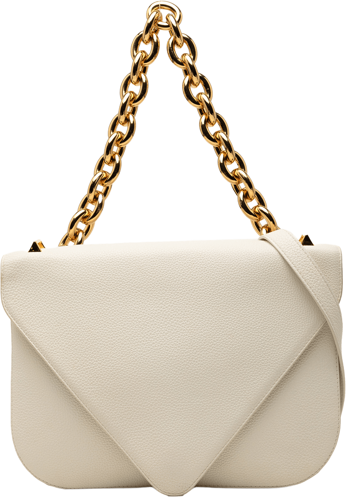 Bottega Veneta Medium Leather Mount Envelope Chain Bag, från Luxclusif, i färgen ivory.