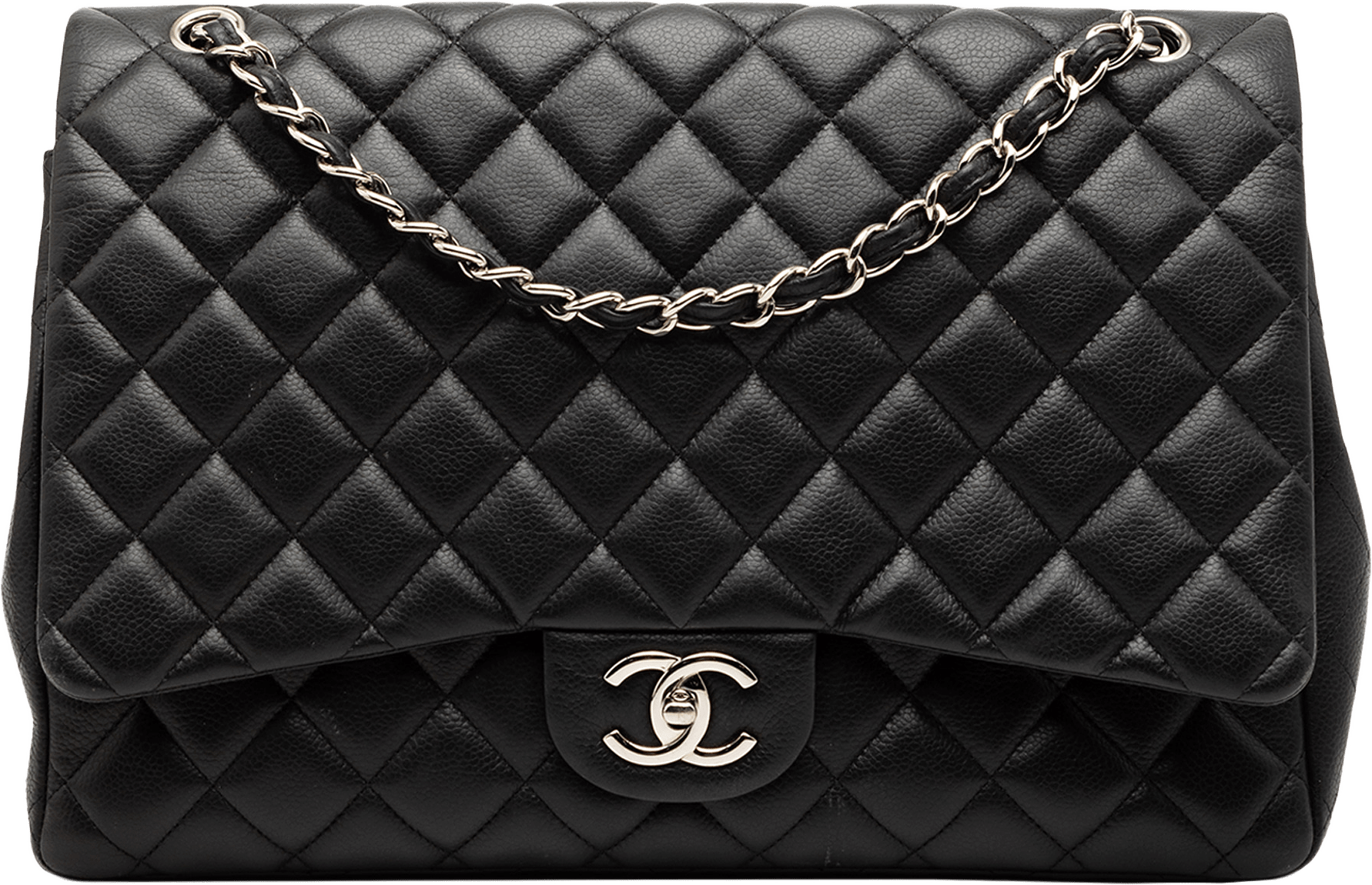 Chanel Maxi Classic Caviar Double Flap, från Luxclusif, i färgen black.