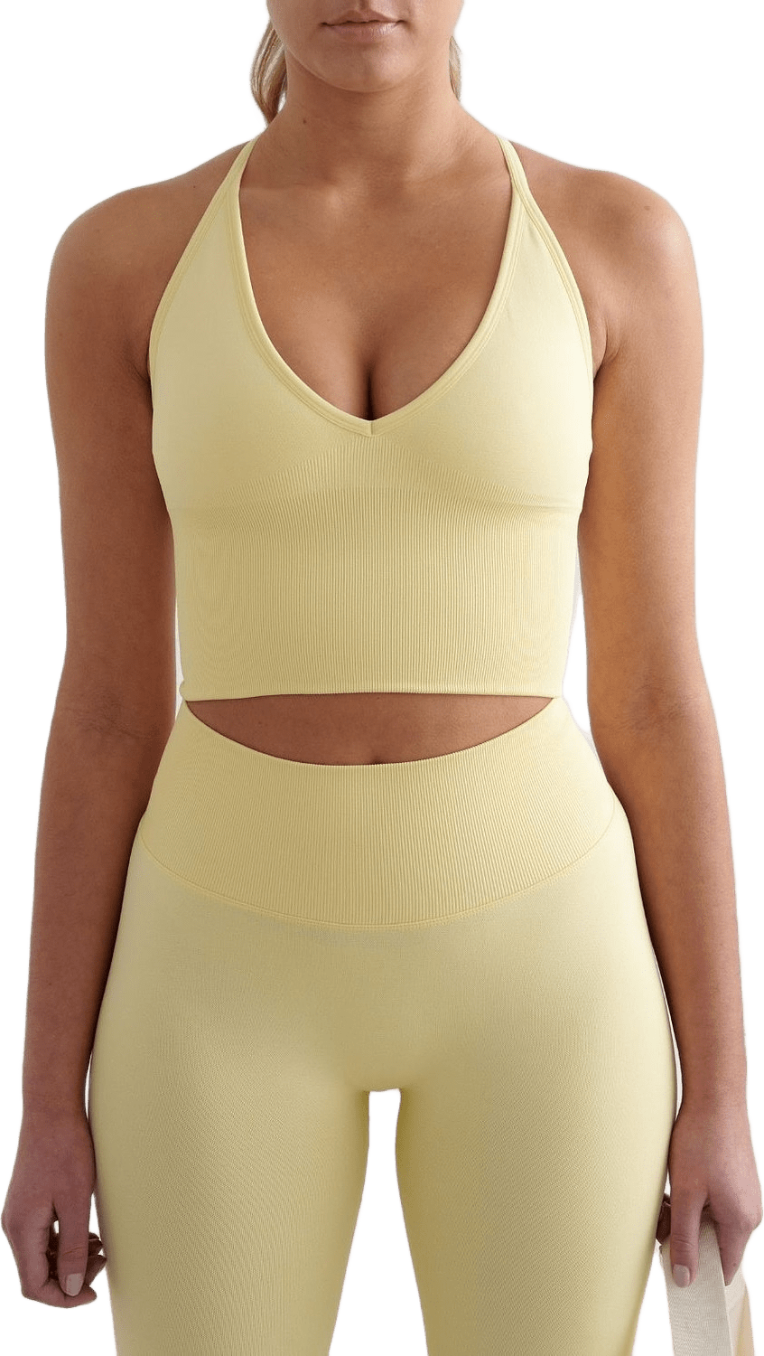 Shape Seamless Cross Back Bralette, från aim'n, i färgen mellow.