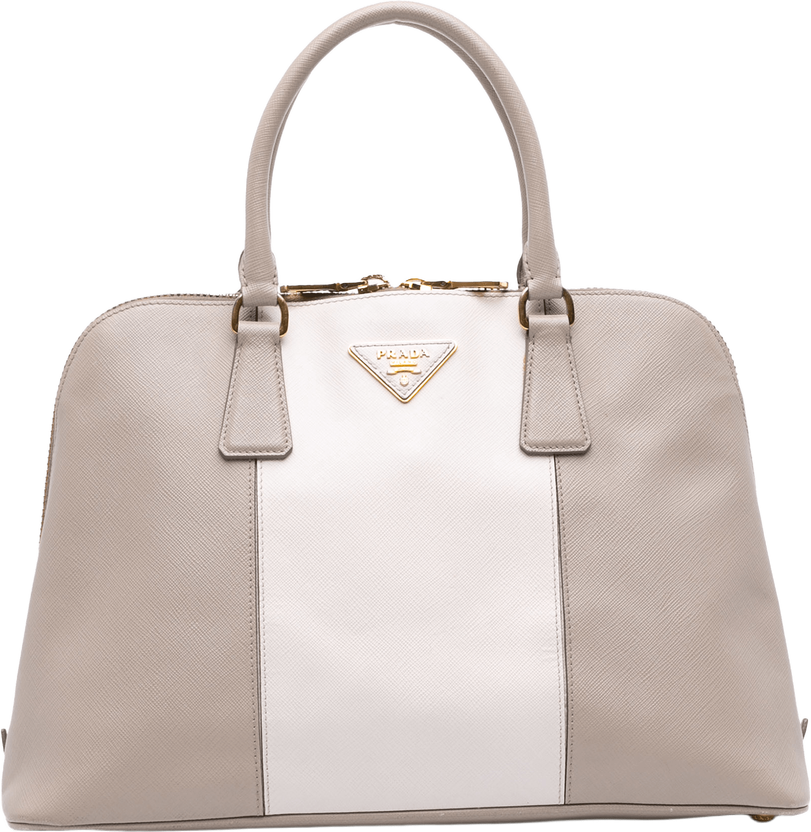 Prada Medium Bicolor Saffiano Lux Promenade Satchel, från Luxclusif, i färgen gray.
