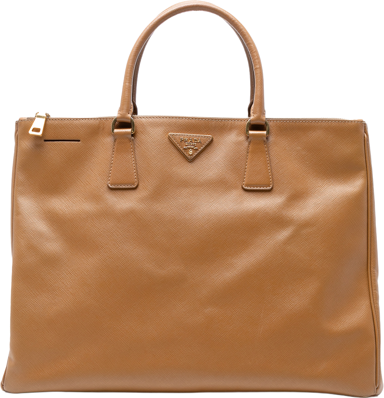 Prada Extra Large Saffiano Lux Galleria Double Zip Tote, från Luxclusif, i färgen caramel.