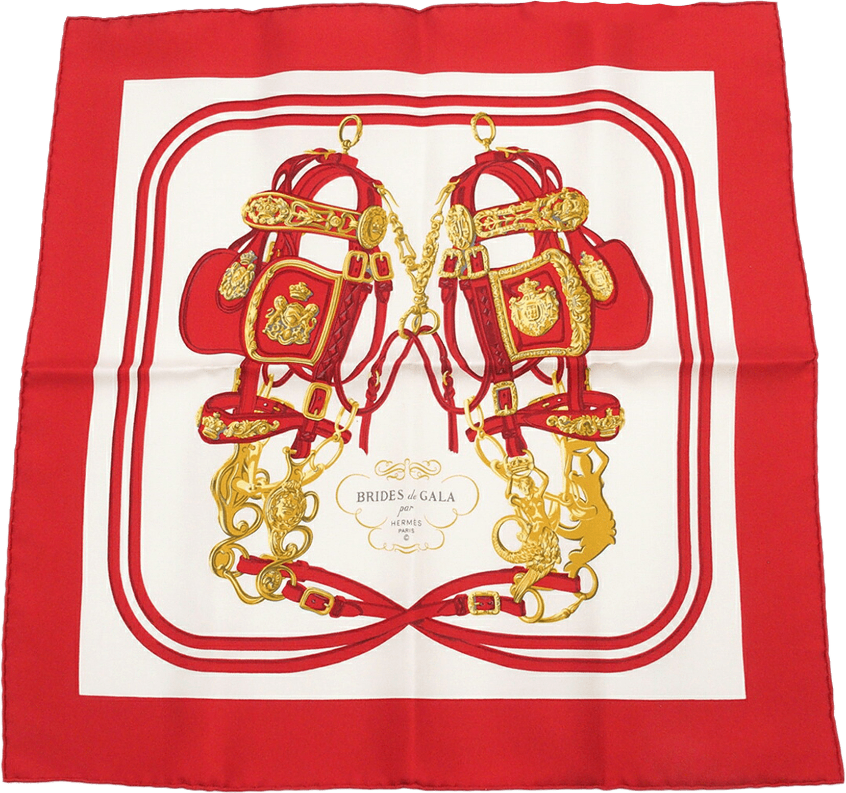 Hermès Brides De Gala Silk Handkerchief, från Luxclusif, i färgen red.