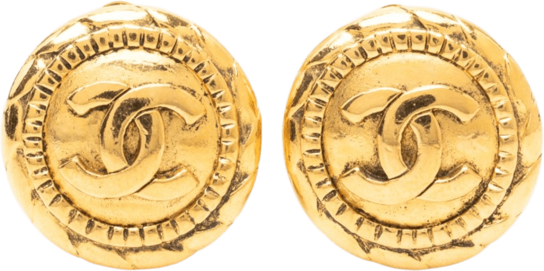 Chanel Cc Gold Plated Round Clip On Earrings, från Luxclusif, i färgen guld.