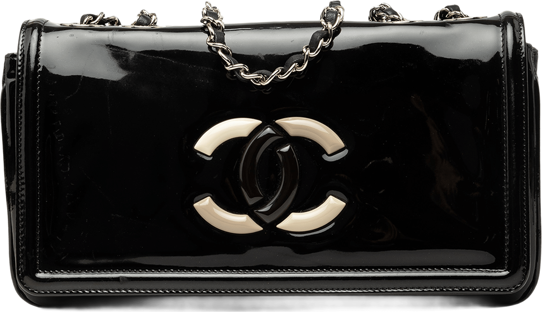 Chanel Cc Patent Lipstick Ligne Flap, från Luxclusif, i färgen svart.