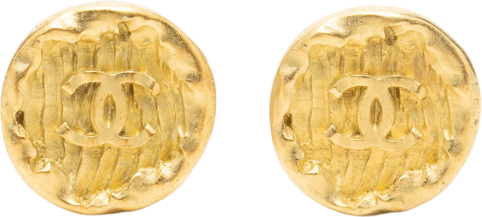 Chanel Cc Gold Plated Round Clip On Earrings, från Luxclusif, i färgen guld.