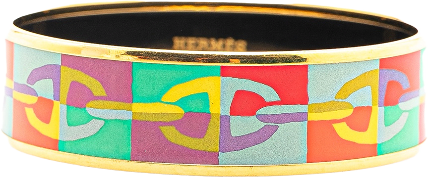 Hermès Wide Enamel Optique Chaine D'ancre Bangle 65