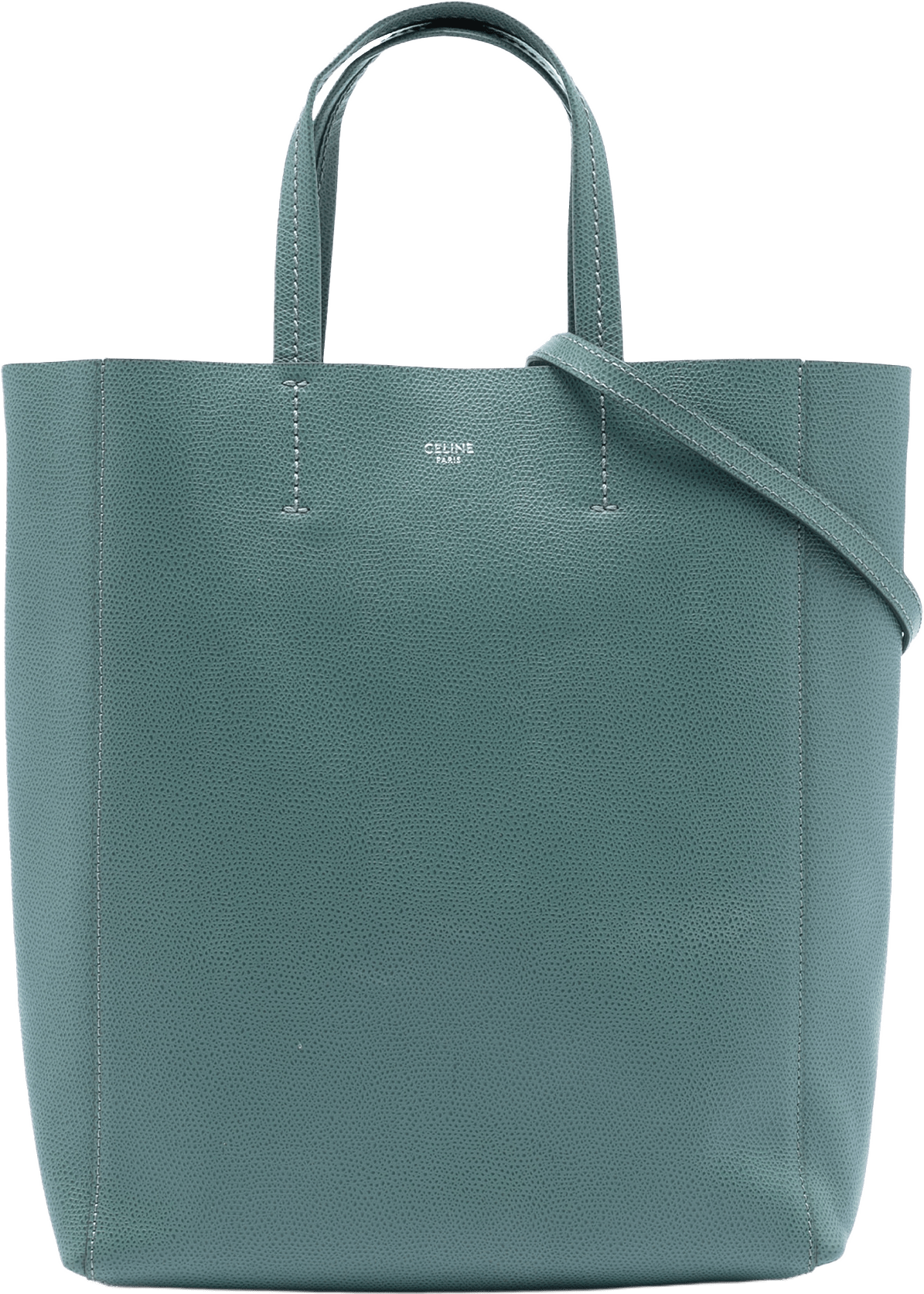 Celine Small Grained Calfskin Vertical Cabas Tote, från Luxclusif, i färgen light green.