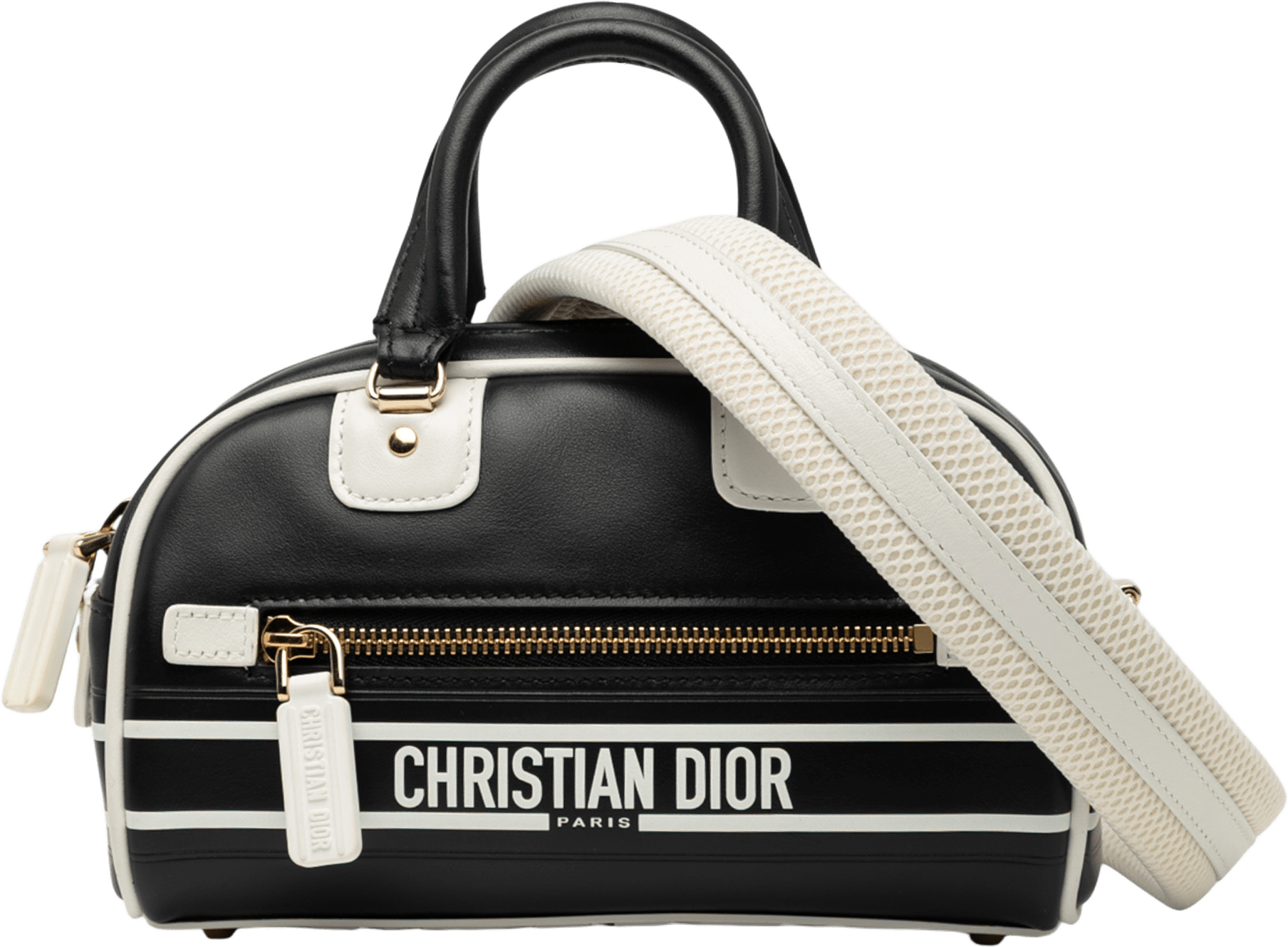 Dior Micro Leather Dior Vibe Zip Bowling Bag, från Luxclusif, i färgen black.