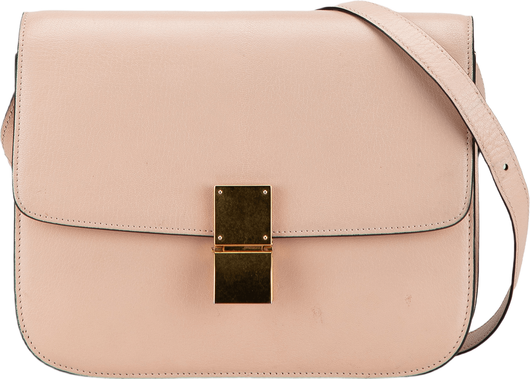 Celine Medium Calfskin Classic Box, från Luxclusif, i färgen light pink.