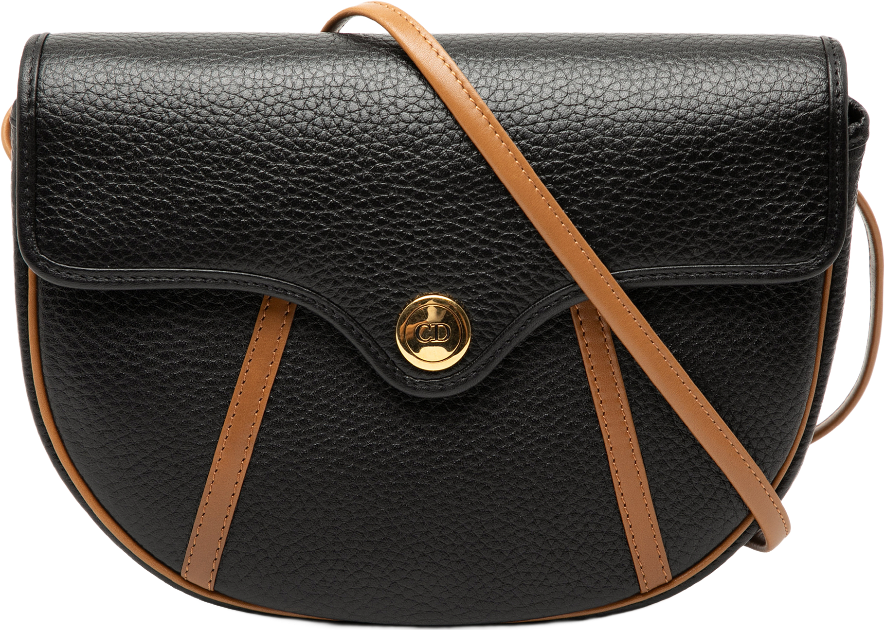 Dior Bicolor Grained Calfskin Crossbody, från Luxclusif, i färgen black.
