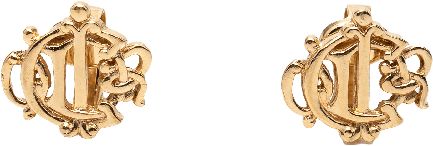 Dior Gold Plated Logo Clip On Earrings, från Luxclusif, i färgen gold.