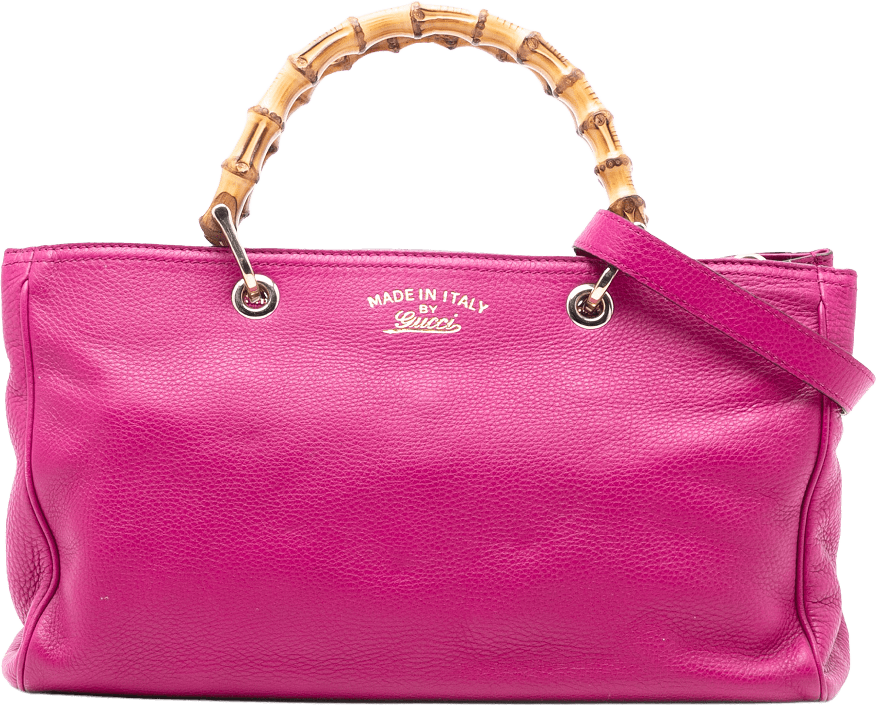 Gucci Medium Calfskin Bamboo Shopper Satchel, från Luxclusif, i färgen hot pink.