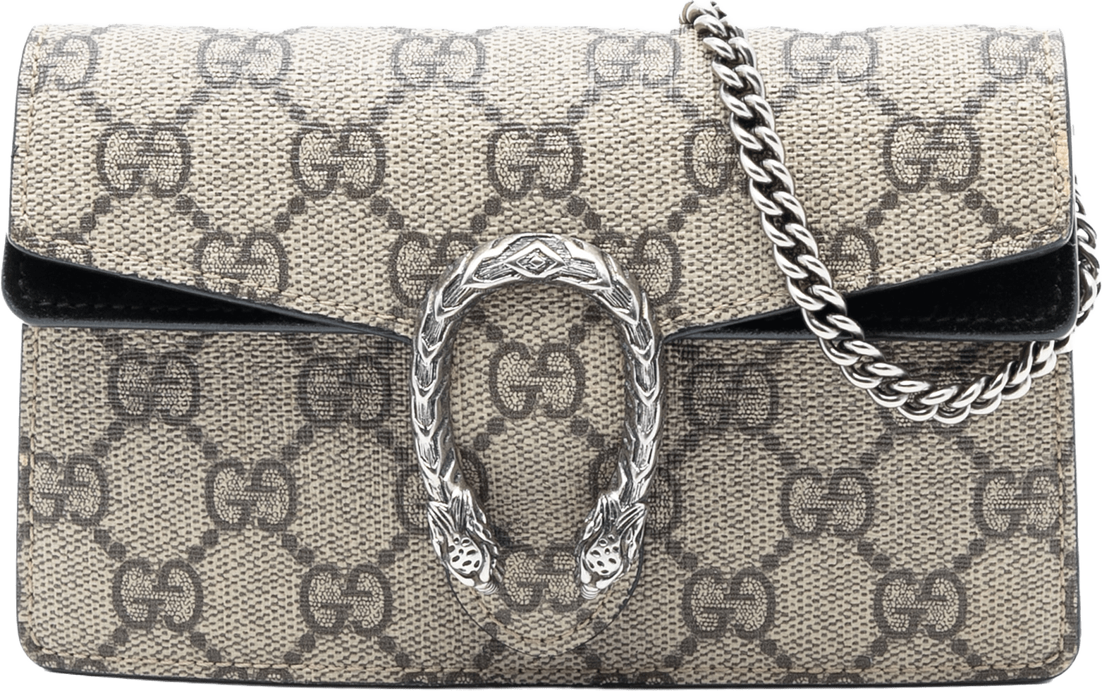 Gucci Mini Gg Supreme Dionysus Crossbody, från Luxclusif, i färgen beige.