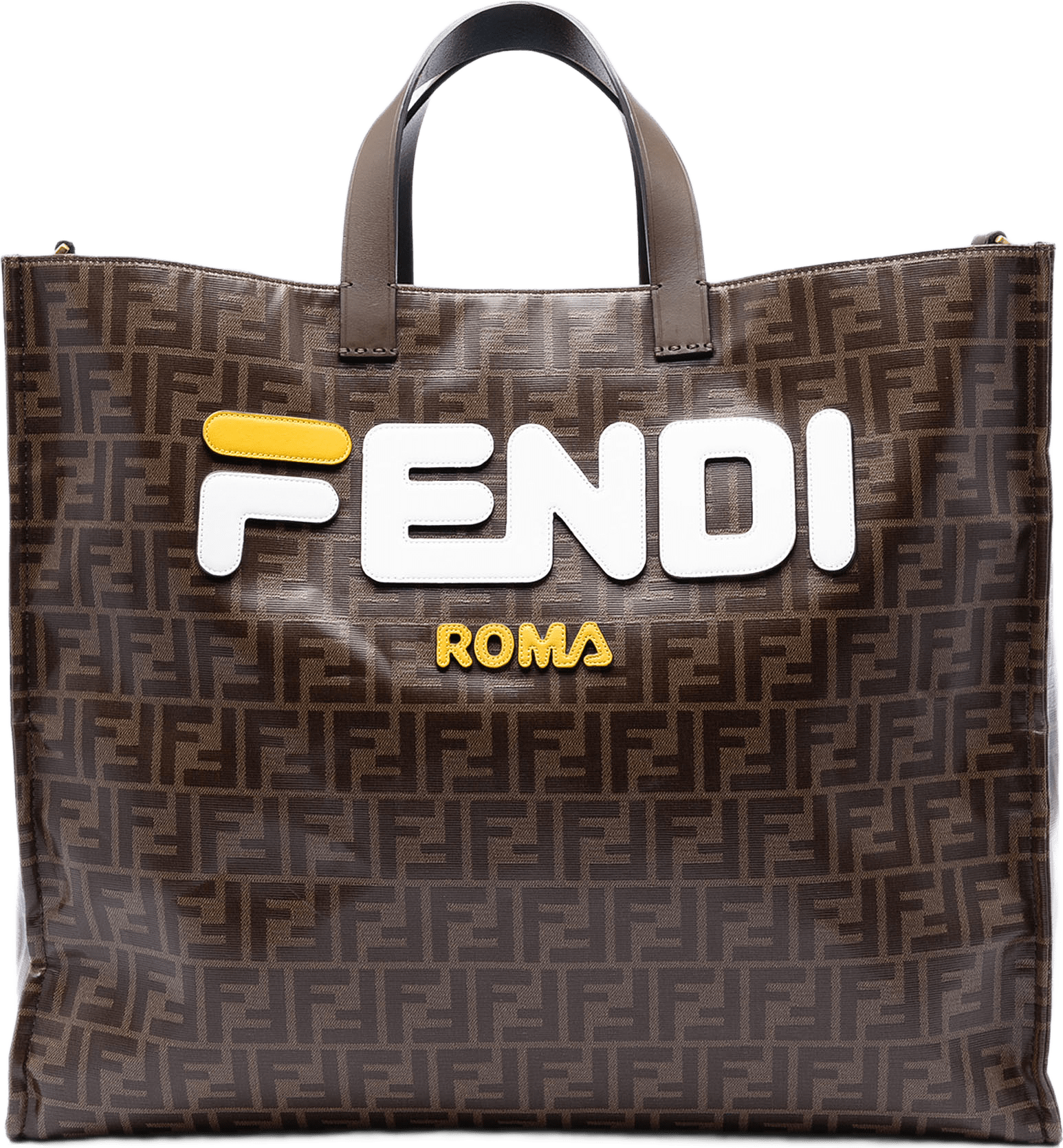 Fendi Fila Zucca Coated Canvas Logo Mania Shopper Tote, från Luxclusif, i färgen brown.