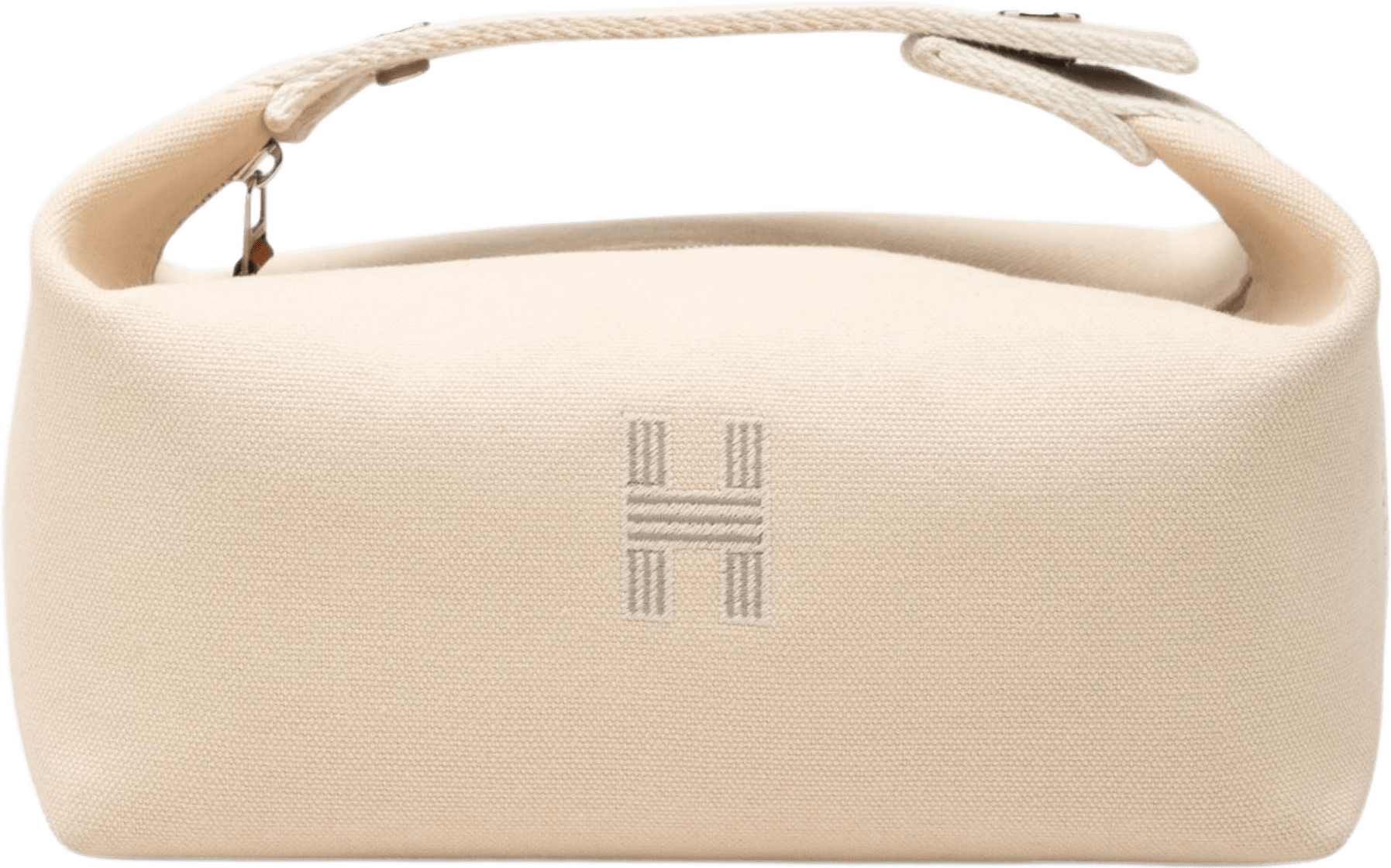 Hermès Small Toile Bride A Brac Case, från Luxclusif, i färgen beige.
