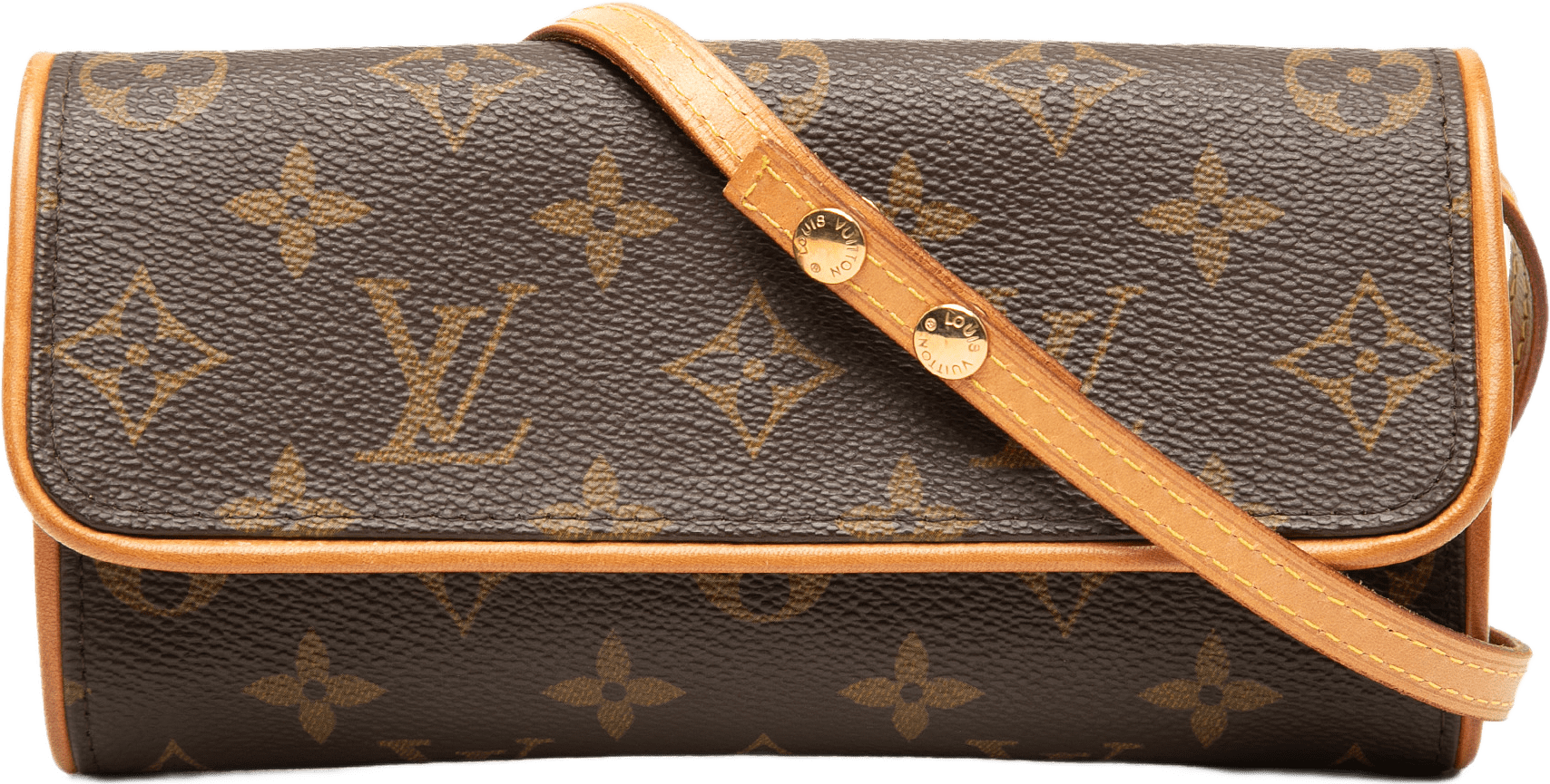 Louis Vuitton Monogram Pochette Twin Pm, från Luxclusif, i färgen brown.