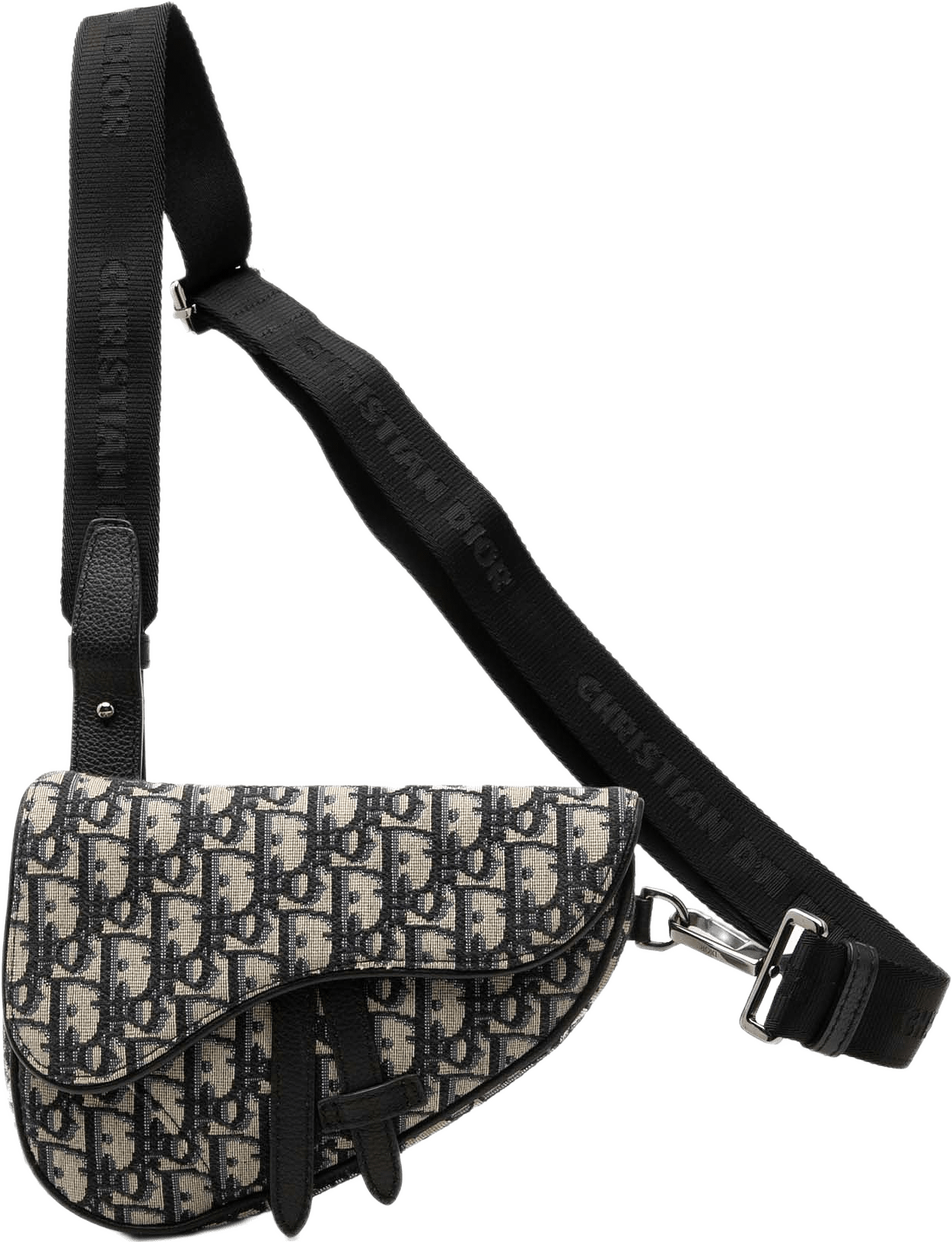 Dior Mini Oblique Canvas Saddle Belt Bag, från Luxclusif, i färgen blå.