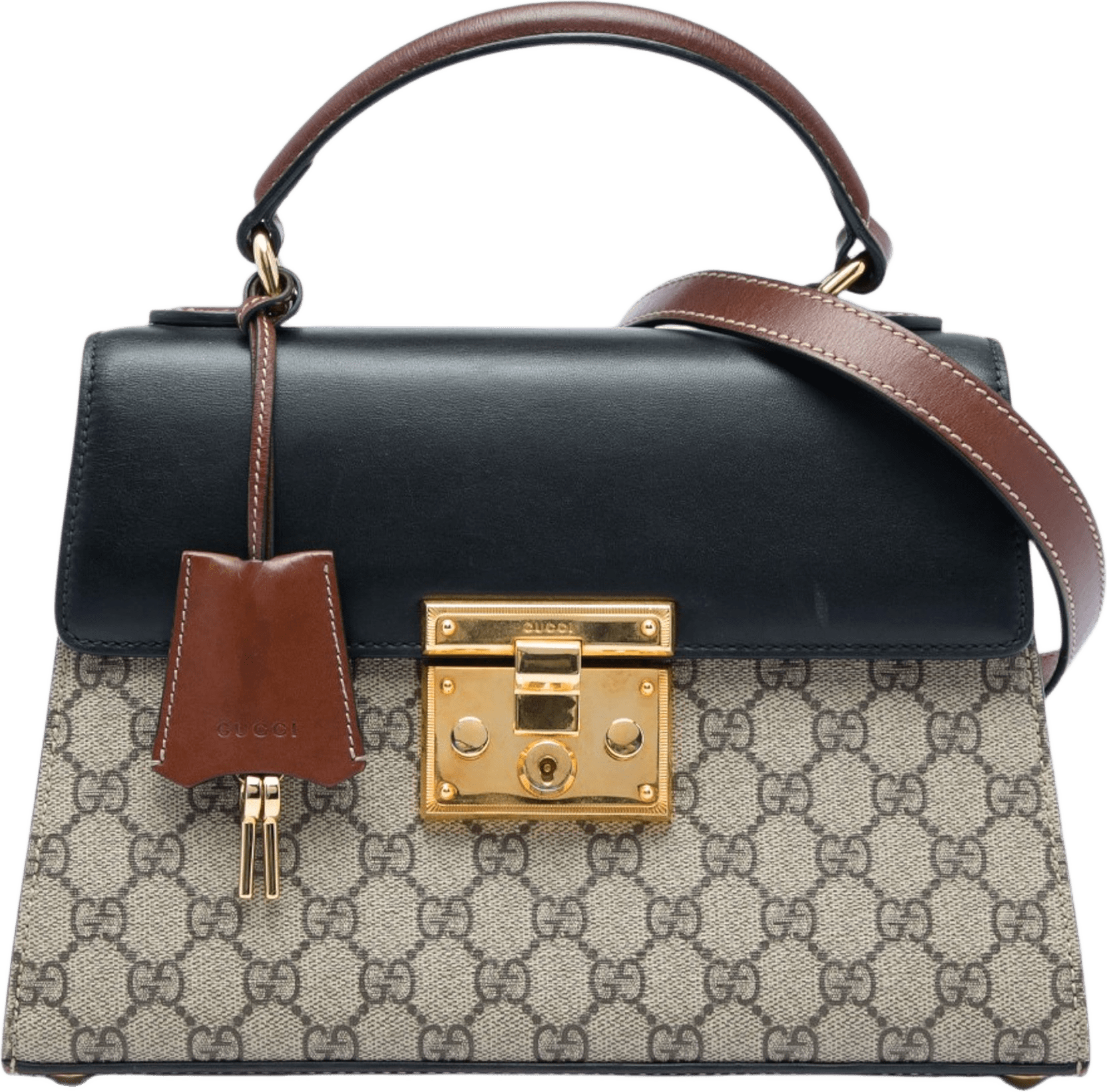 Gucci Small Gg Supreme Padlock Satchel, från Luxclusif, i färgen beige.