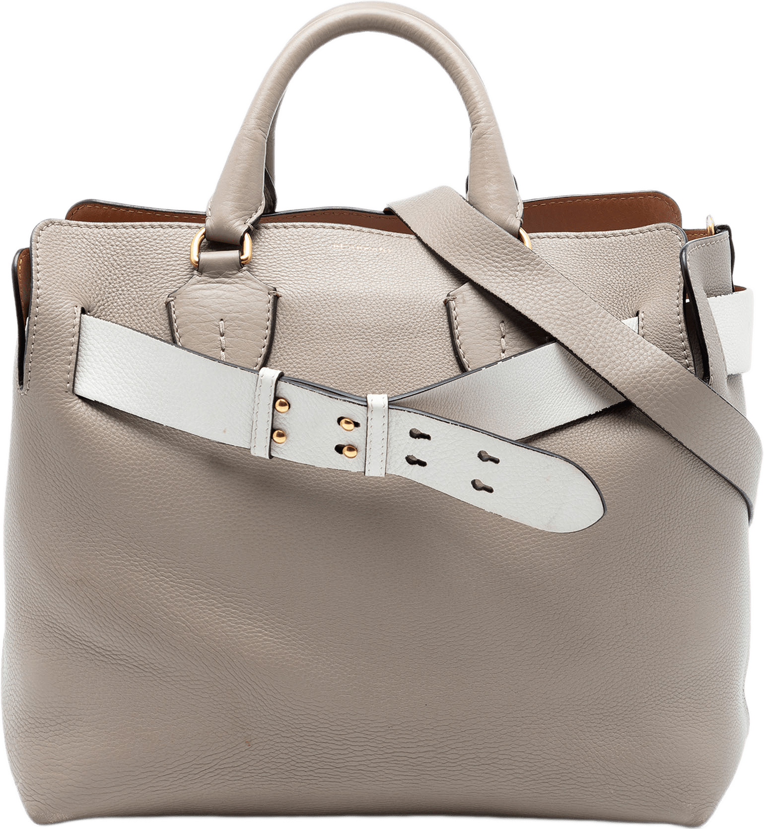 Burberry Medium Bicolor Leather Marais Belt Bag, från Luxclusif, i färgen gray.