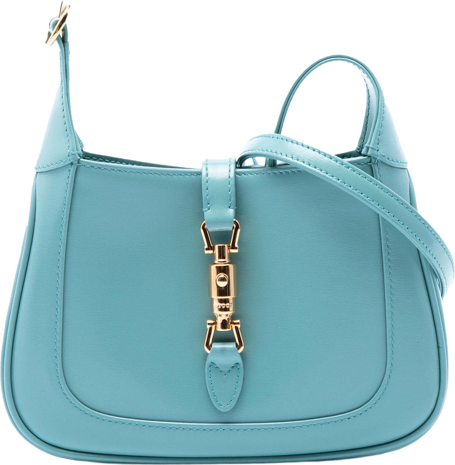 Gucci Mini Calfskin Jackie 1961 Crossbody, från Luxclusif, i färgen light blue.