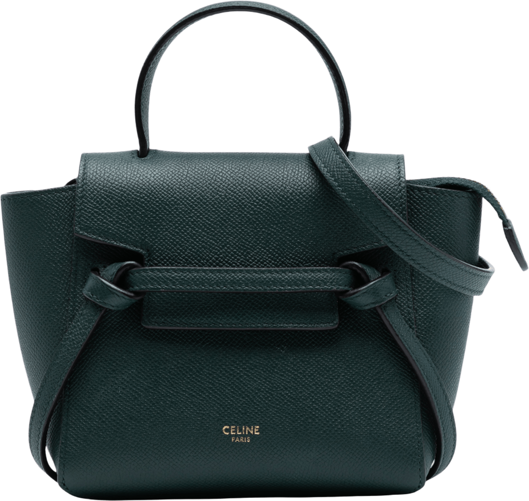 Celine Pico Grained Calfskin Belt Bag, från Luxclusif, i färgen dark green.