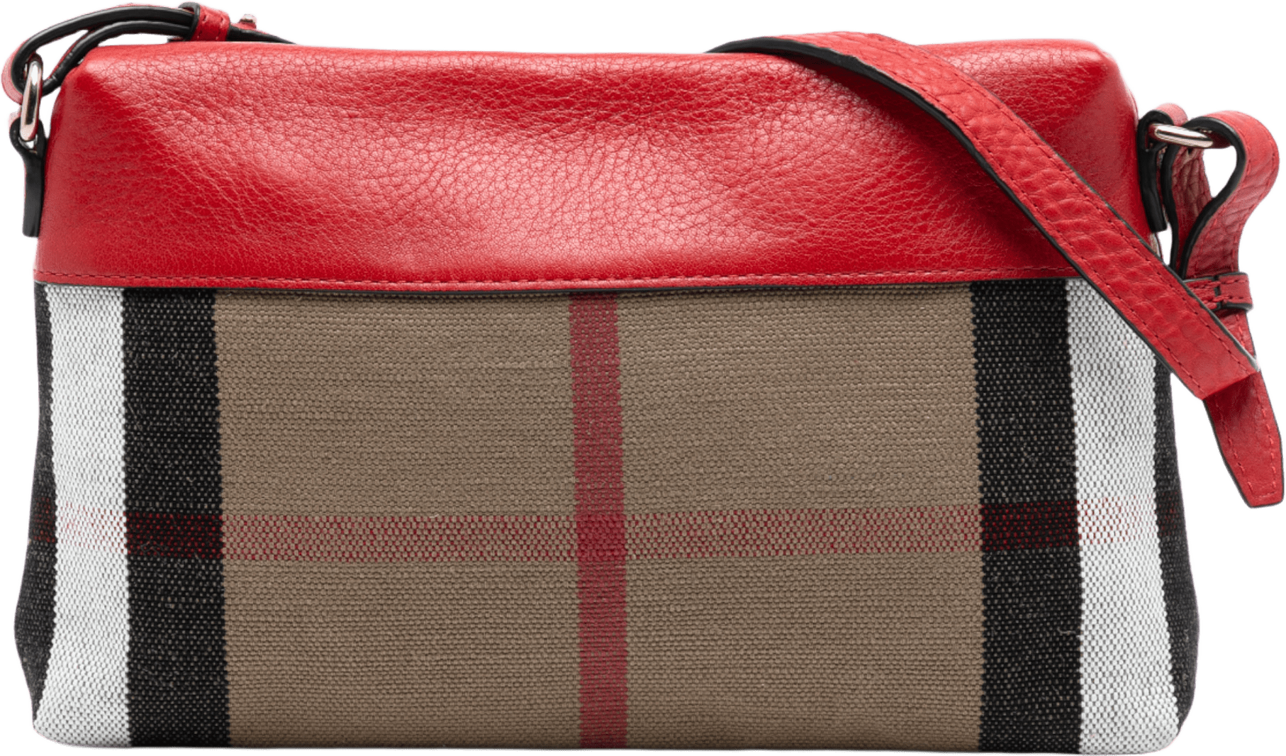Burberry Small Mega Check Canvas Farley Crossbody, från Luxclusif, i färgen light brown.