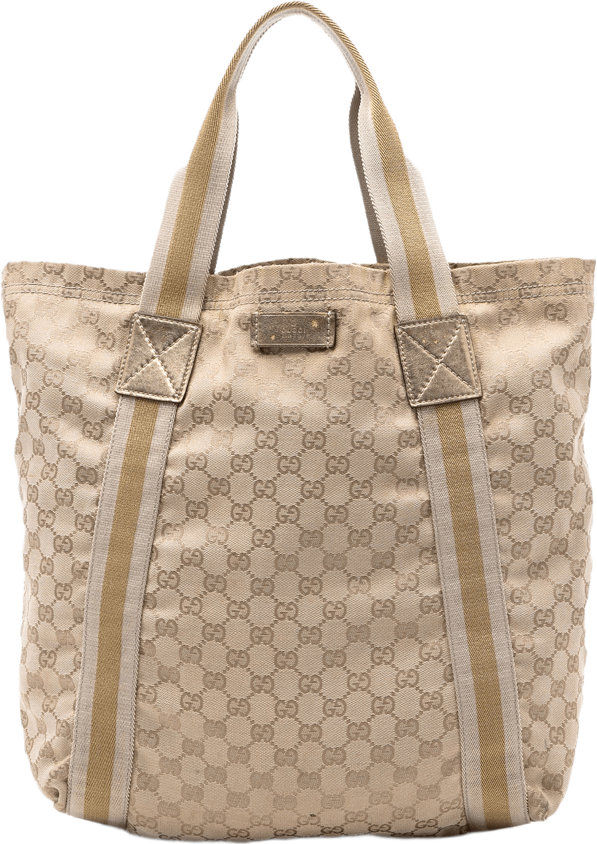 Gucci Gg Canvas Web Tote, från Luxclusif, i färgen beige.