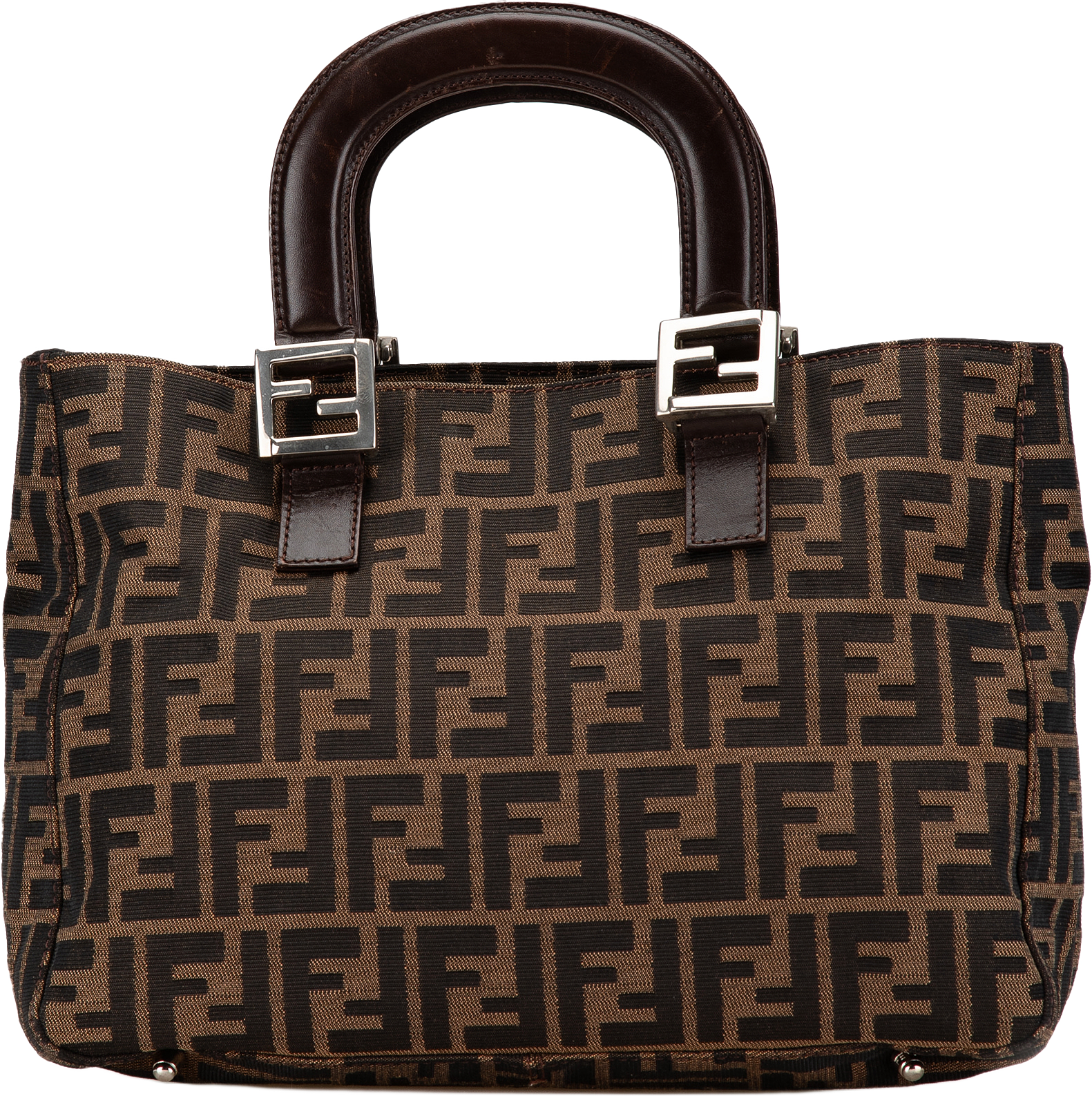 Fendi Small Zucca Canvas Twins Tote, från Luxclusif, i färgen brown.