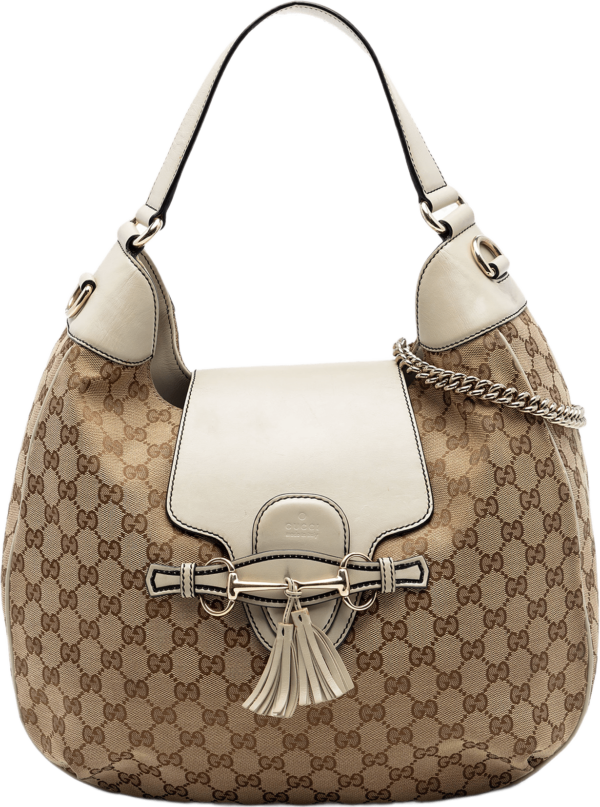 Gucci Medium Gg Canvas Emily Flap Satchel, från Luxclusif, i färgen beige.