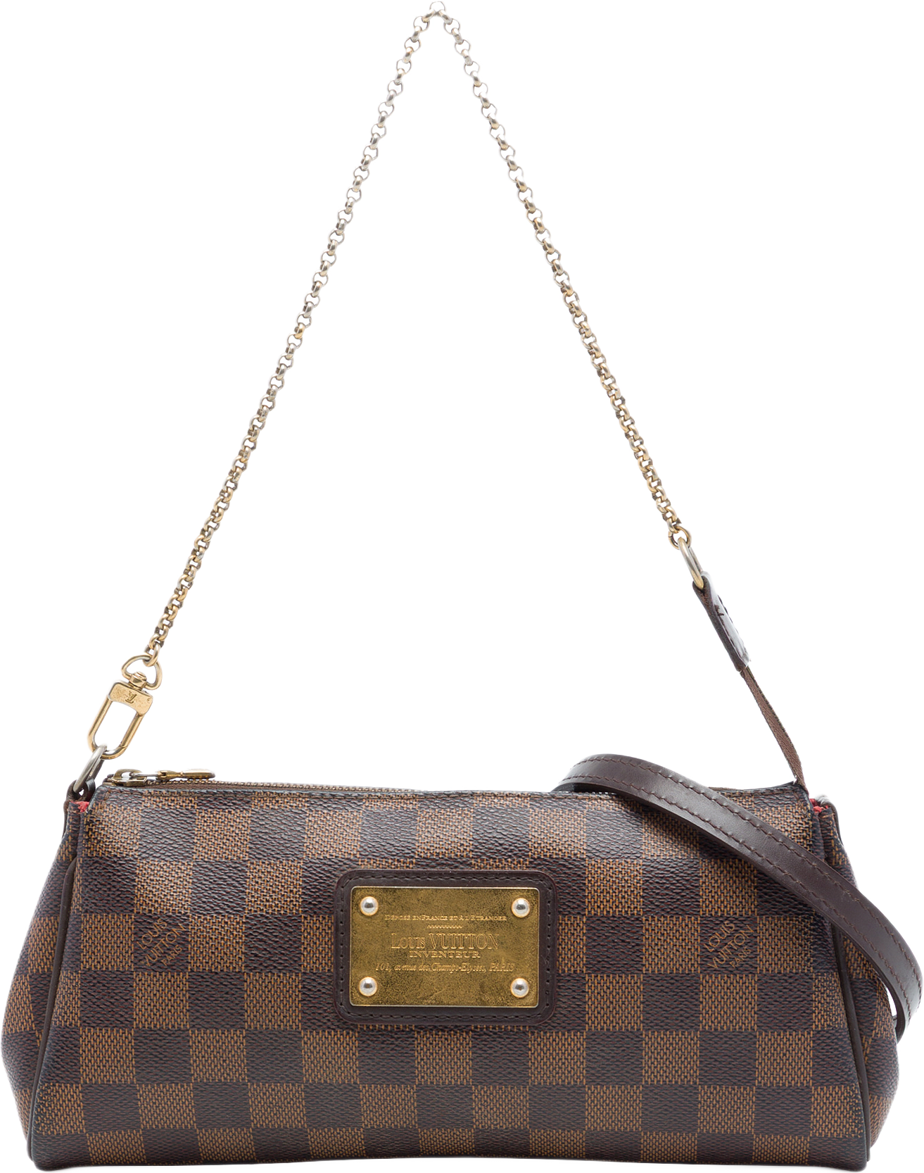 Louis Vuitton Damier Ebene Eva, från Luxclusif, i färgen brun.