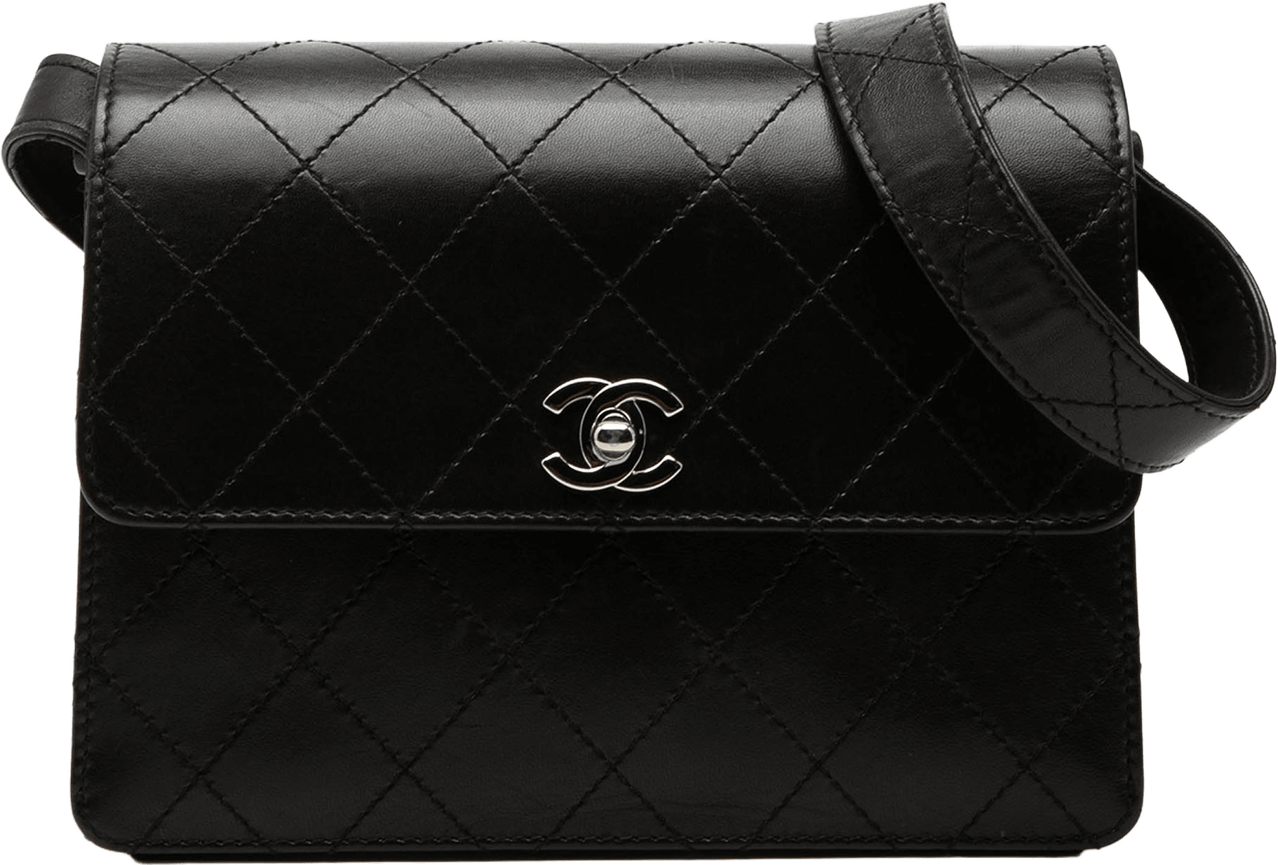 Chanel Cc Quilted Lambskin Flap Shoulder Bag, från Luxclusif, i färgen black.